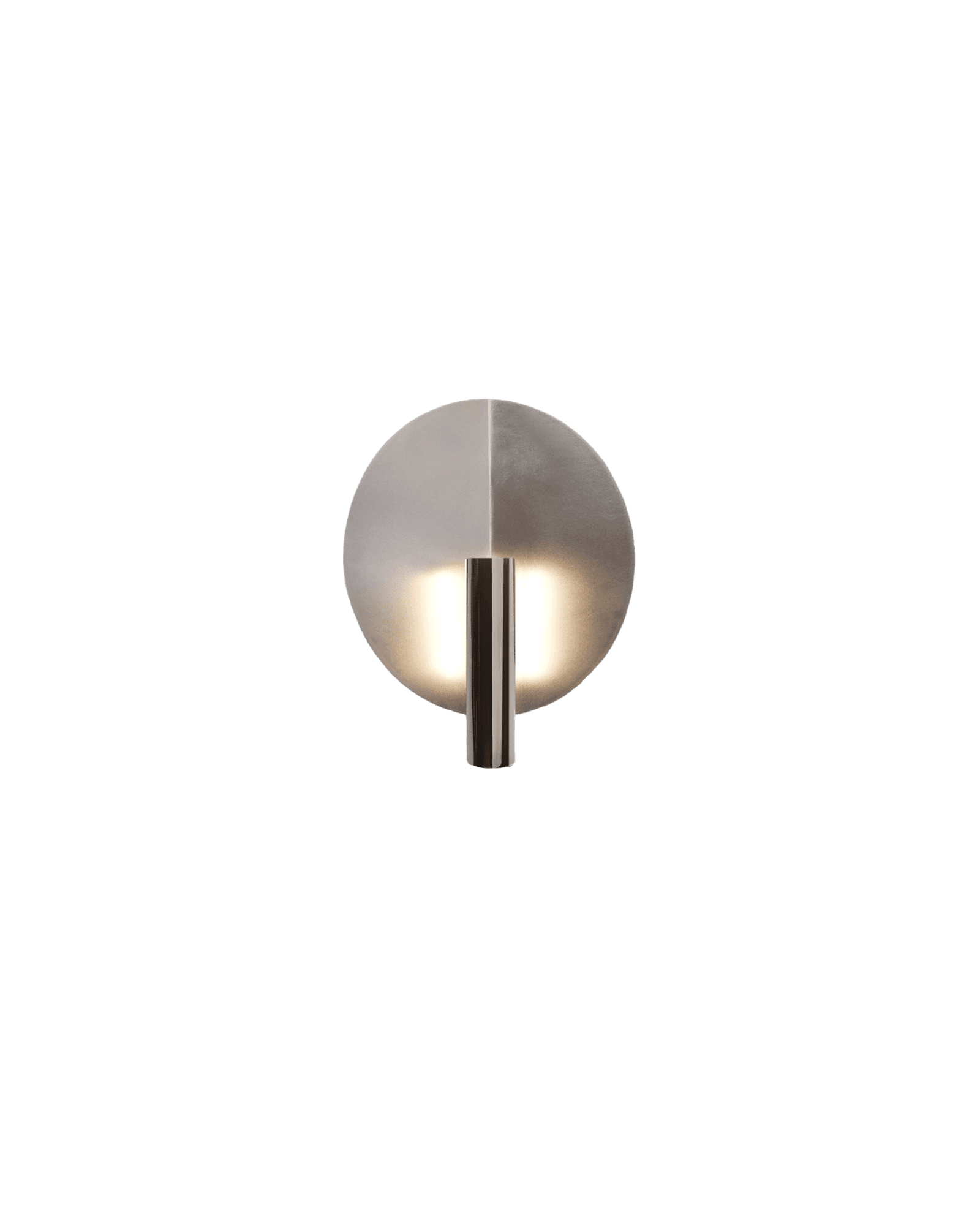 Numero II by De Troupe x Studioutte - brushed metal disc wall sconce, warm bilateral glow, Intermezzo