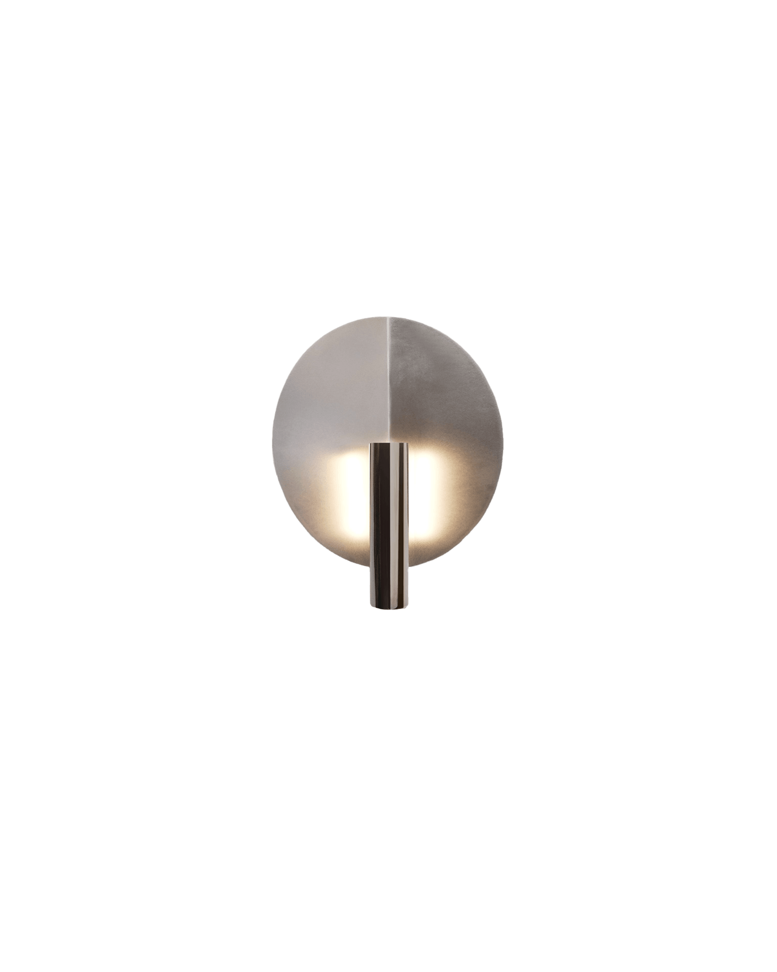Numero II by De Troupe x Studioutte - brushed metal disc wall sconce, warm bilateral glow, Intermezzo