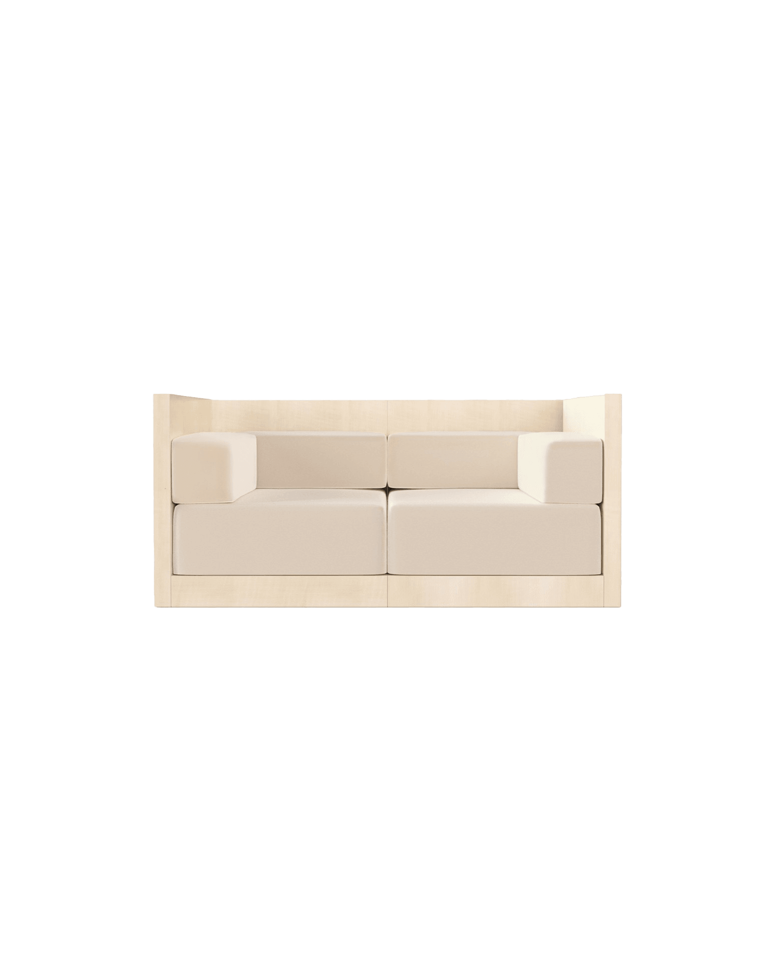 Odeon 2 by De Troupe x Studioutte - upholstered two-seat sofa, dark lacquered frame, low profile
