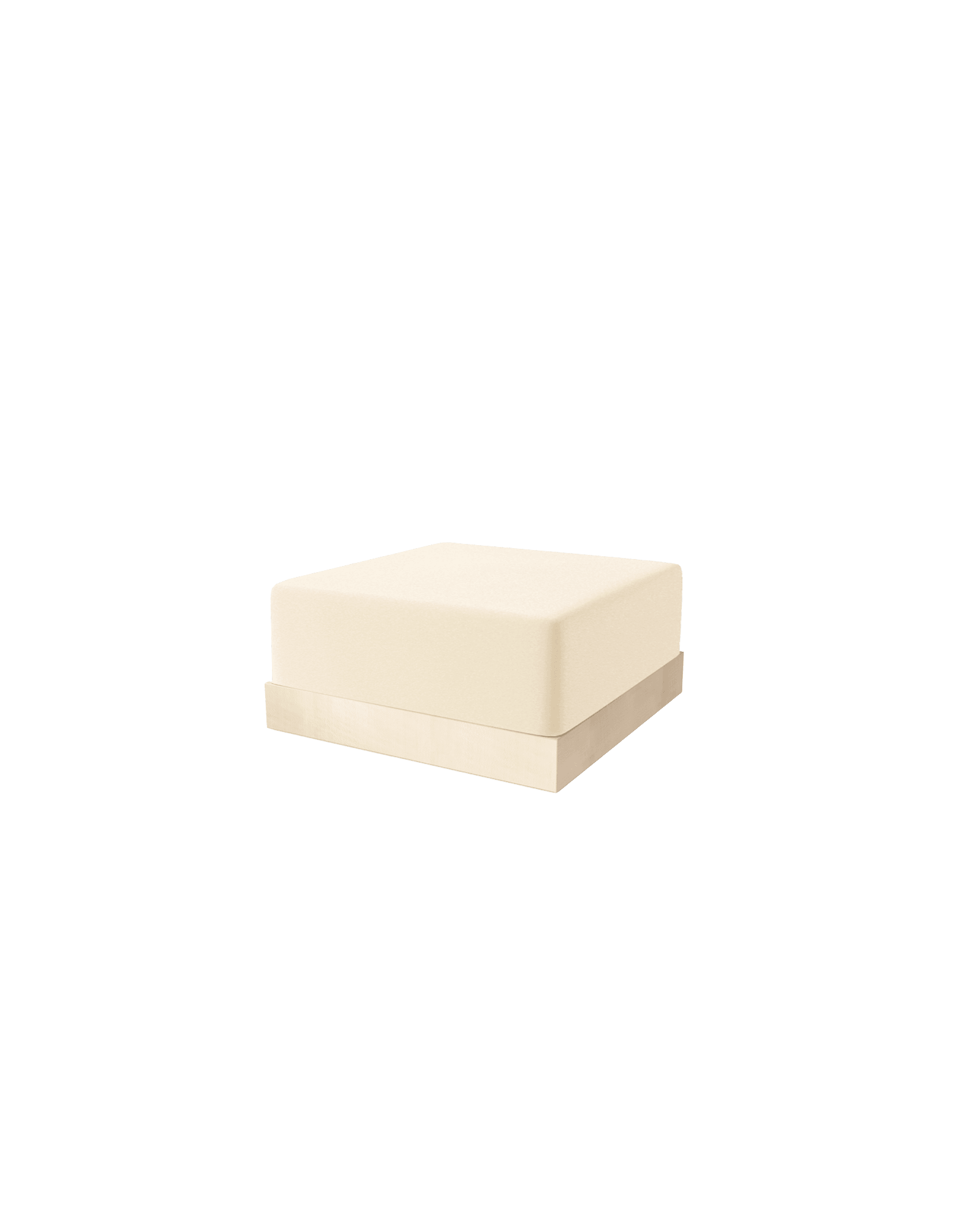 Intermezzo Ottoman by De Troupe x Studioutte - cream textile cushion, natural wood base, low square form