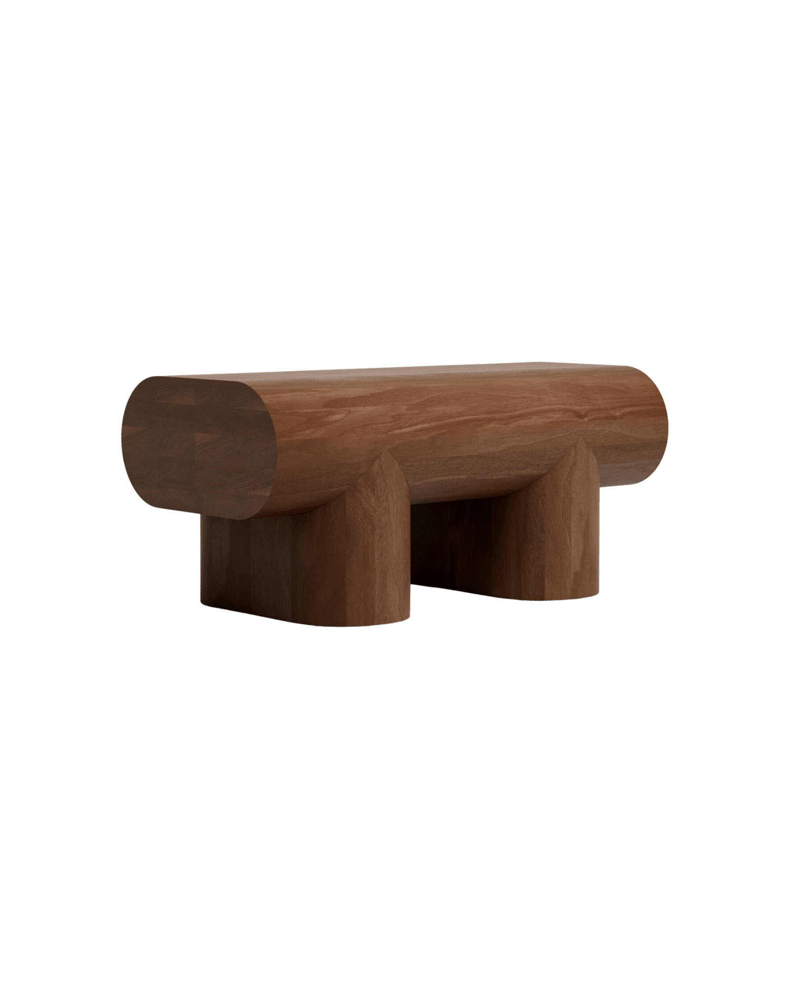 Intersecting Volume bench by Rino Claessens – solid walnut, curved intersecting volumes