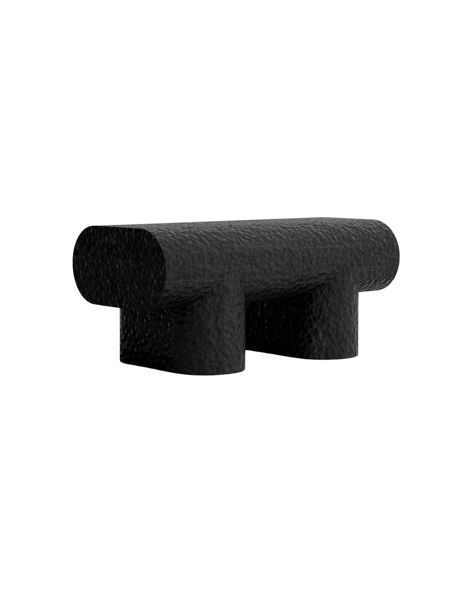 Intersecting Volume gouged bench by Rino Claessens – stained ash, hand-gouged solid wood