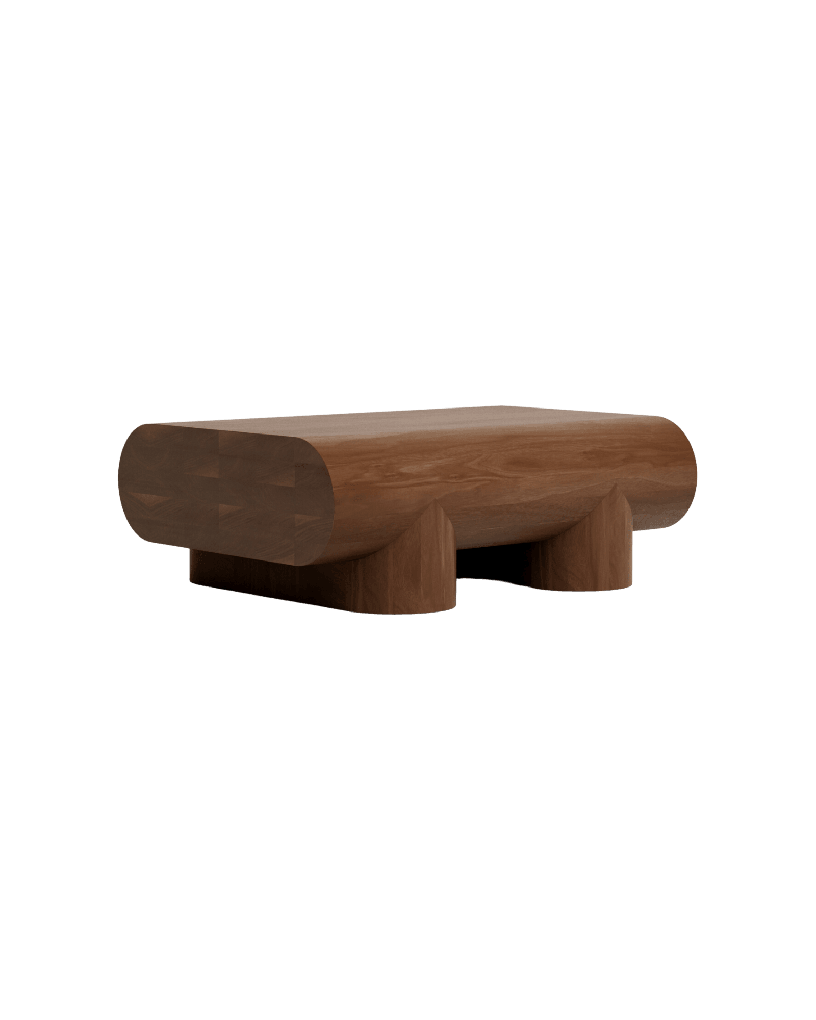 Intersecting Volume coffee table by Rino Claessens – solid walnut, curved intersecting volumes