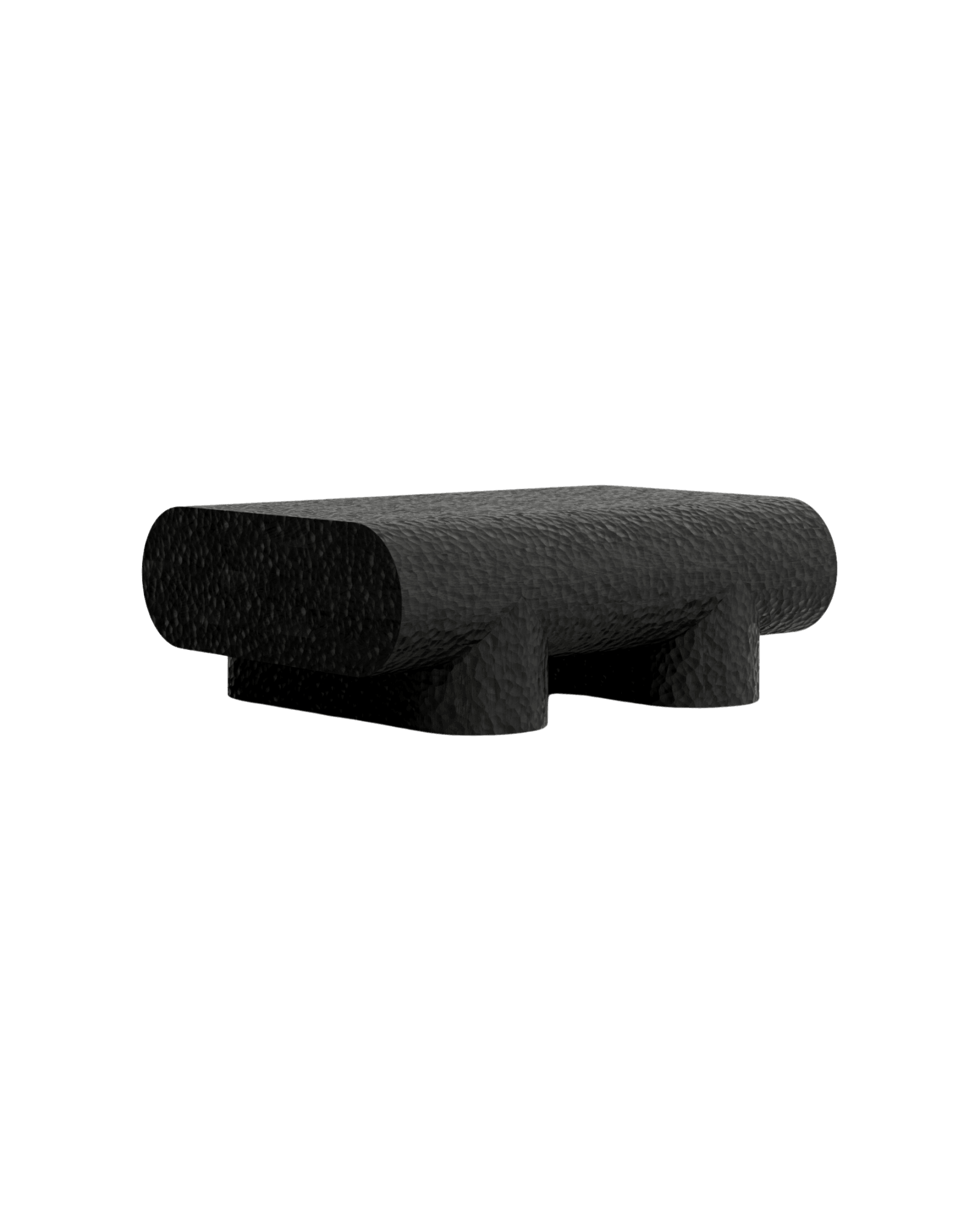 Intersecting Volume gouged coffee table by Rino Claessens – stained ash, hand-gouged surface