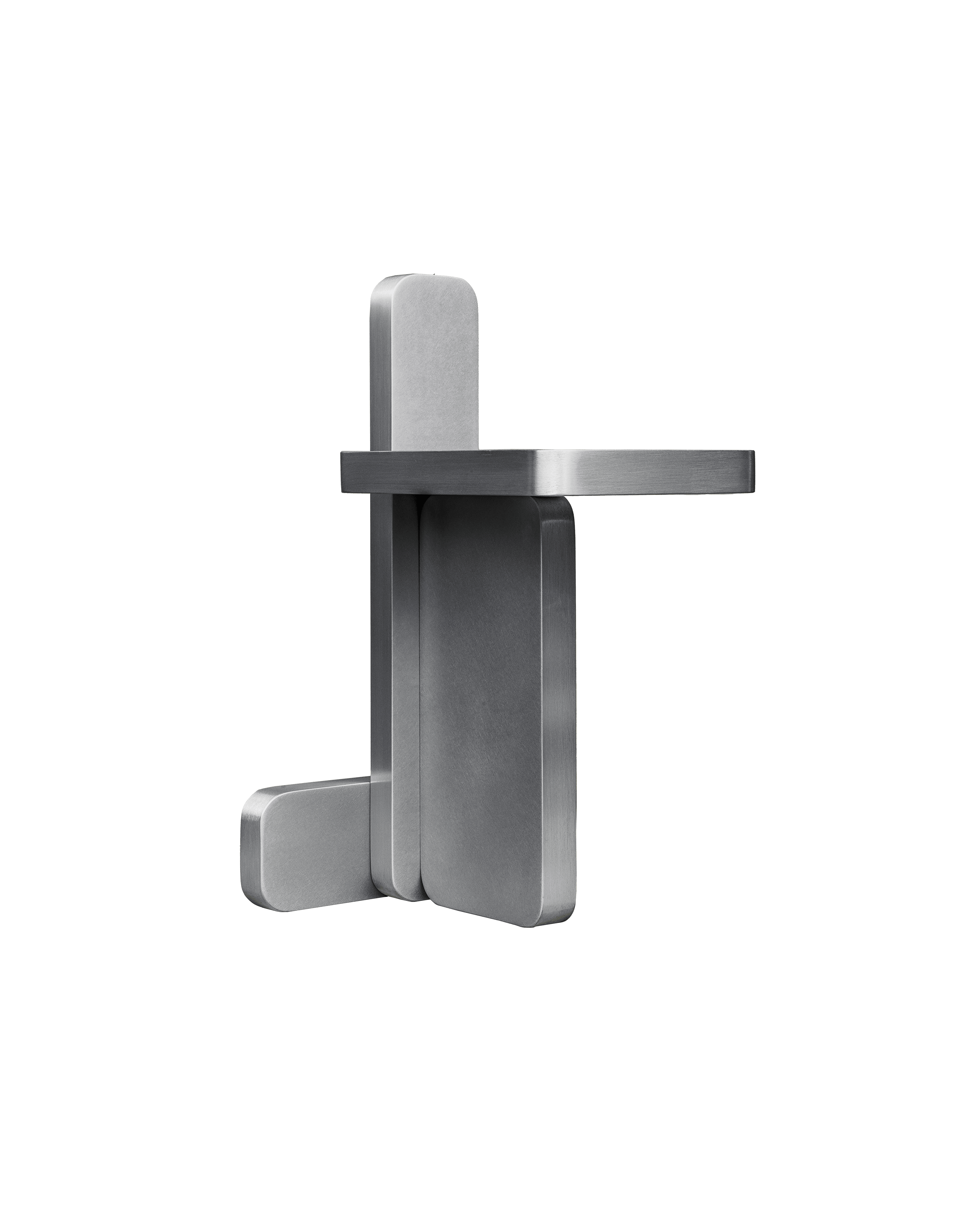 Float by Johan Viladrich - brushed aluminium cantilevered shelf, geometric intersecting planes