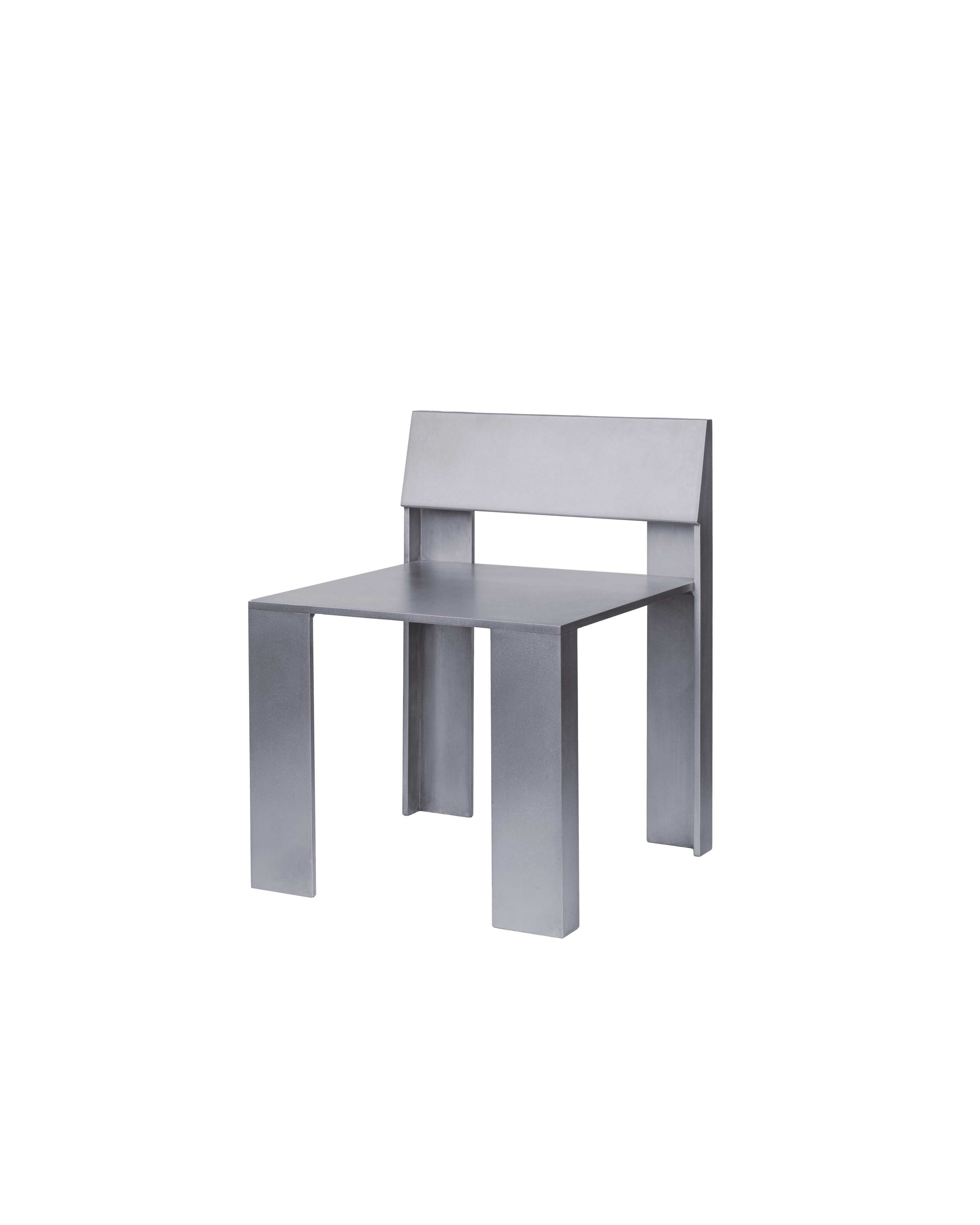 LAC Low Aluminium Chair by Johan Viladrich - monolithic silver-grey aluminium block form, sharp angles, no visible joints