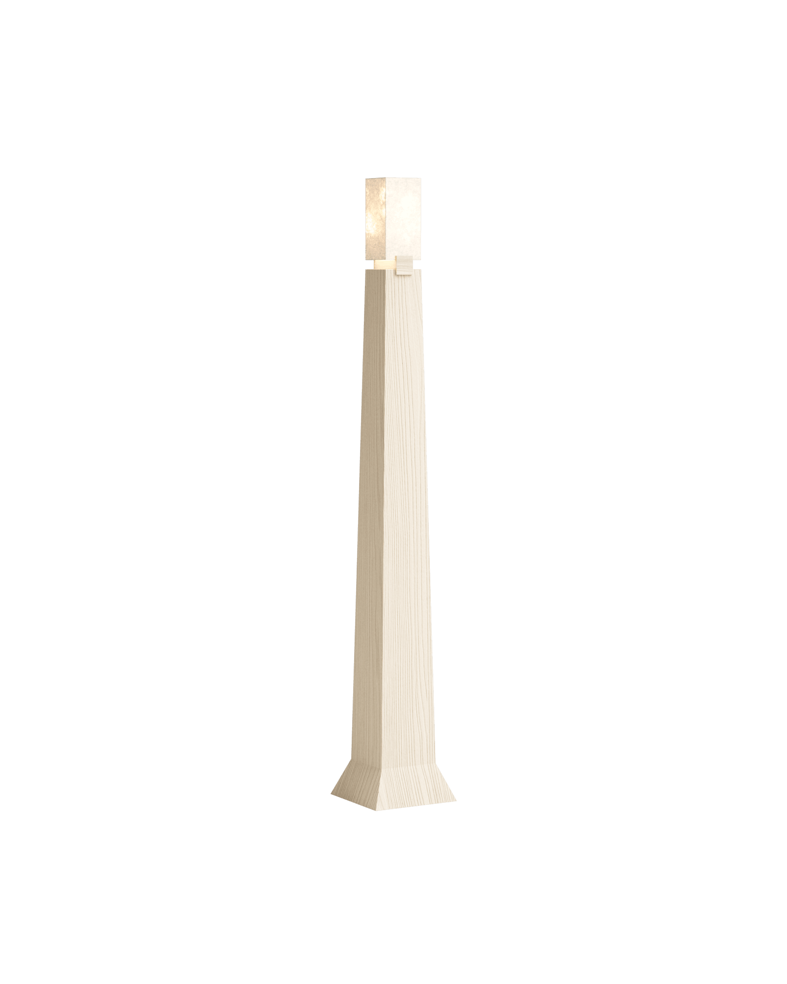 Kami 02 Floor Lamp by Le Cann - sandblasted pine floor lamp, tapering base and rectangular translucent stone shade