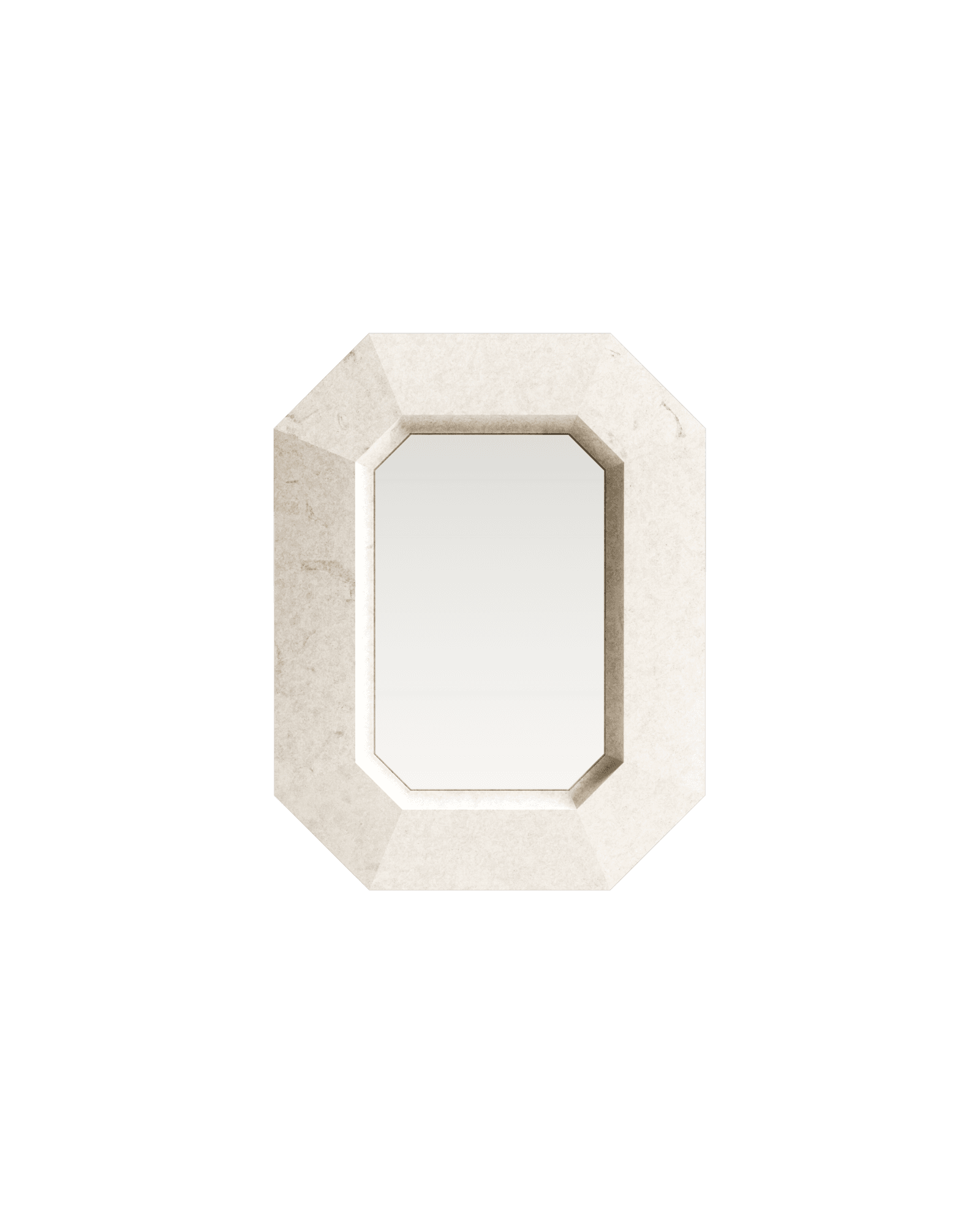 Kami 06 Mirror by Le Cann - washi paper octagonal mirror, thick faceted frame with natural veining