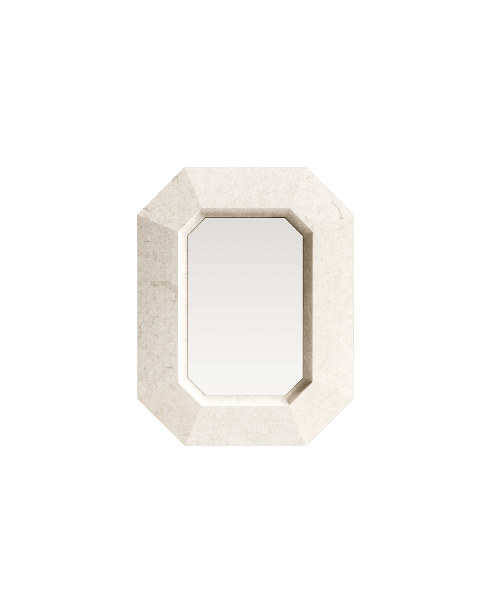 Kami 06 Mirror by Le Cann - washi paper octagonal mirror, thick faceted frame with natural veining