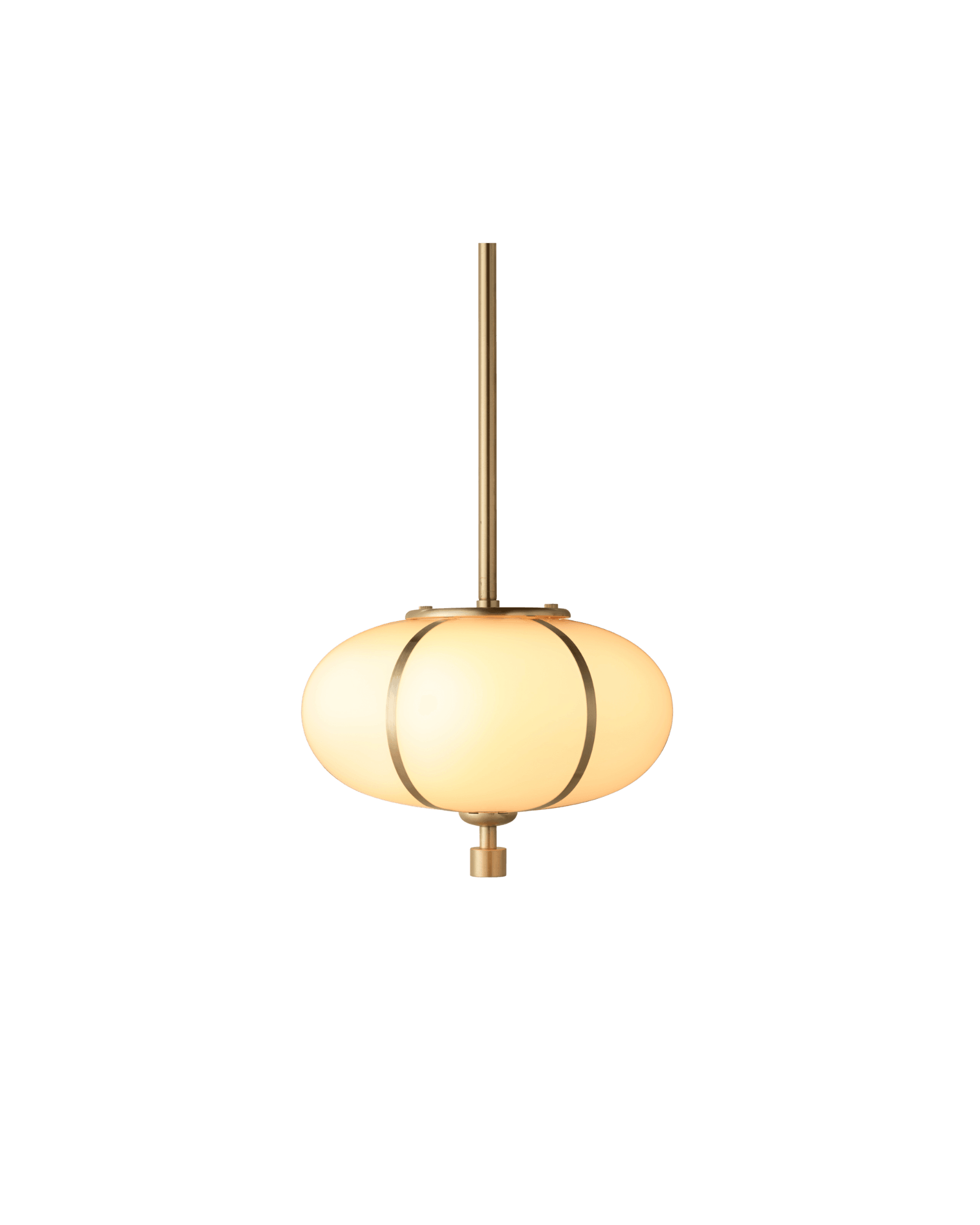 Rib Pendant Small Ellipse by Konekt - Italian glass pendant, oval diffuser, brass rod and ribs