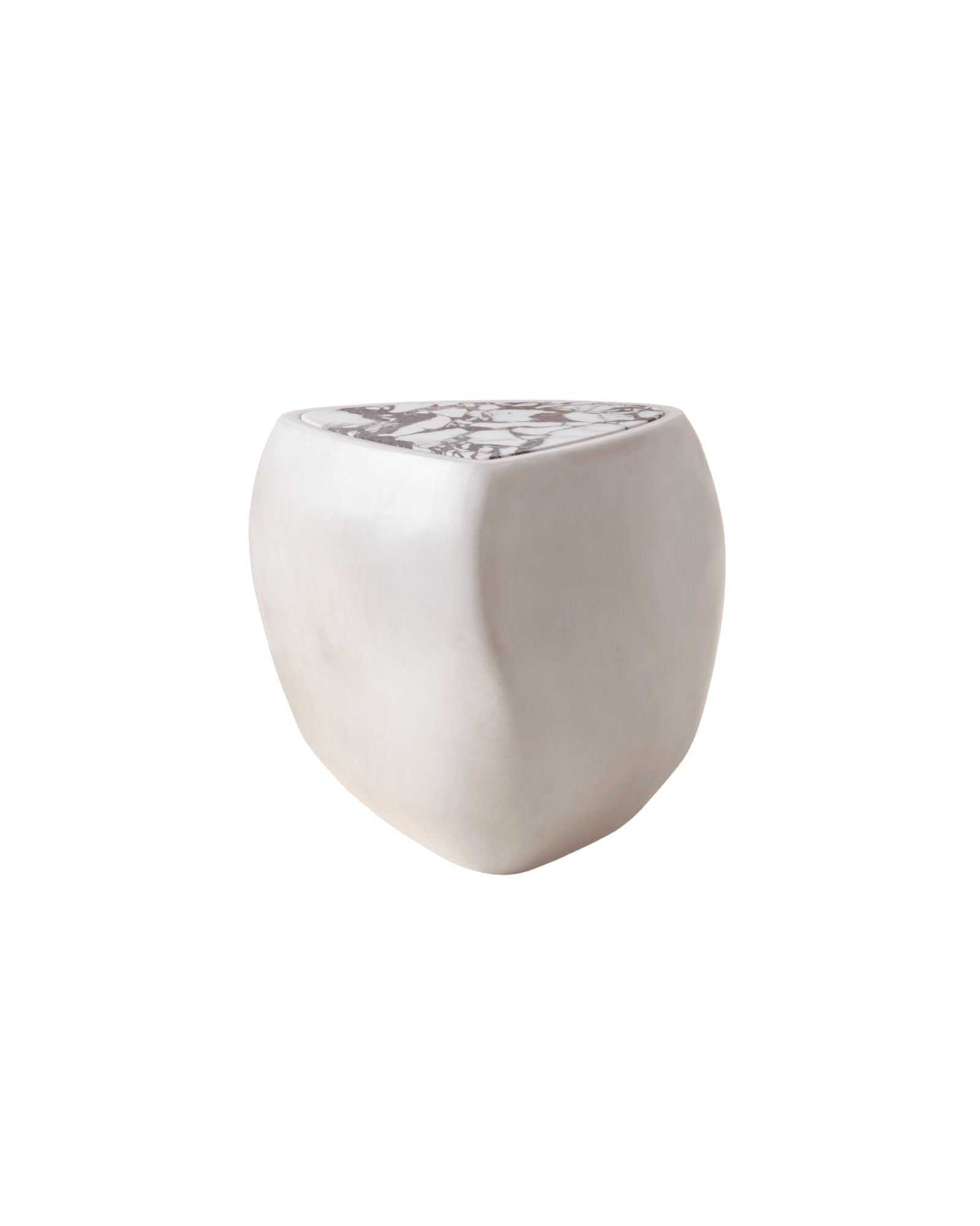 River Side Table by Konekt - fiberglass and marble side table, organic form, calacatta top