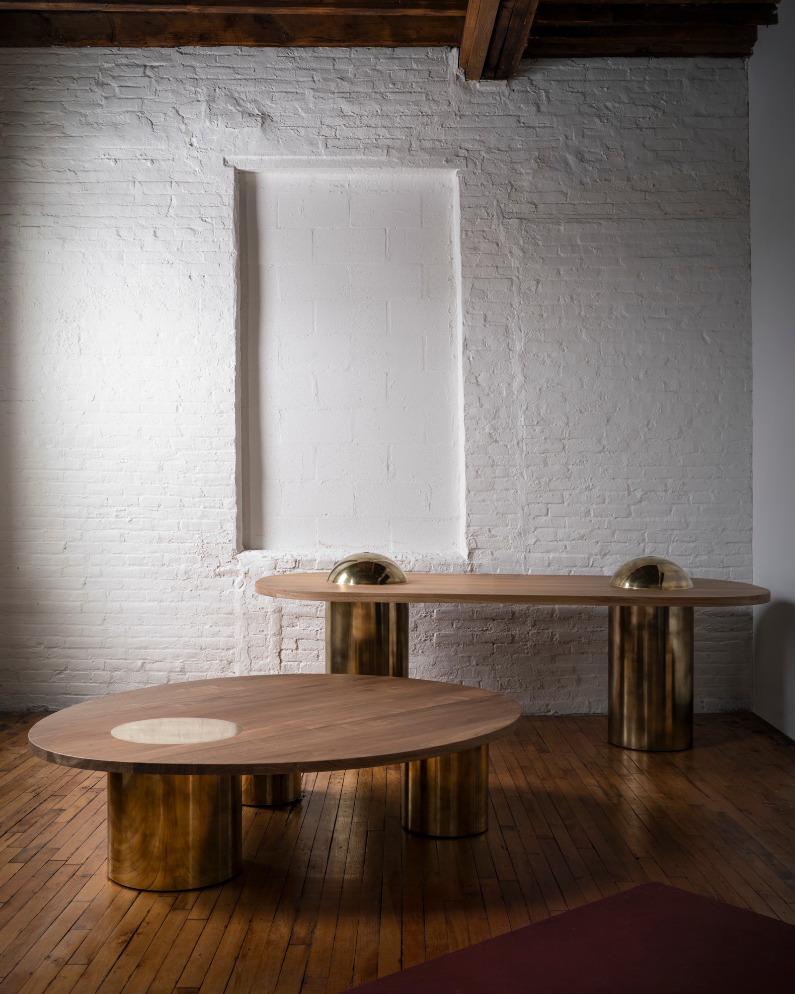 Konekt Collection by Konekt, made of Brass and Wood , Bleached Walnut / Without Dome version, picture 3