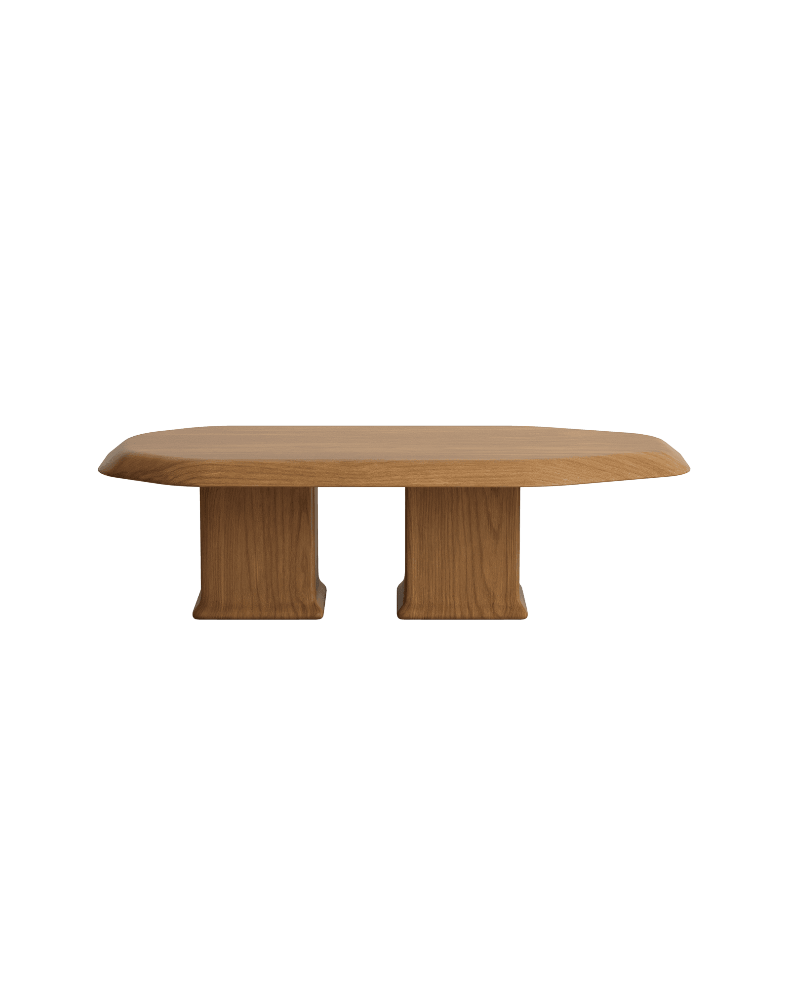 Leman Coffee Table Two Legs by Vincent Mazenauer - oblong solid ash top, two rectangular pedestal bases
