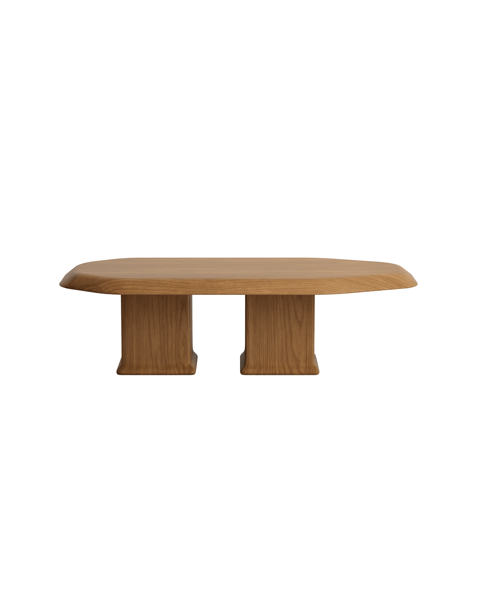 Leman Coffee Table Two Legs by Vincent Mazenauer - oblong solid ash top, two rectangular pedestal bases