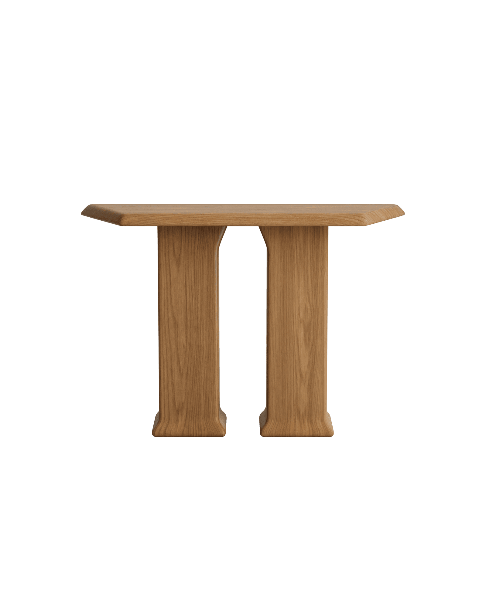 Leman Console Two Legs by Vincent Mazenauer - solid ash, pi-shaped silhouette, two curved leg bases