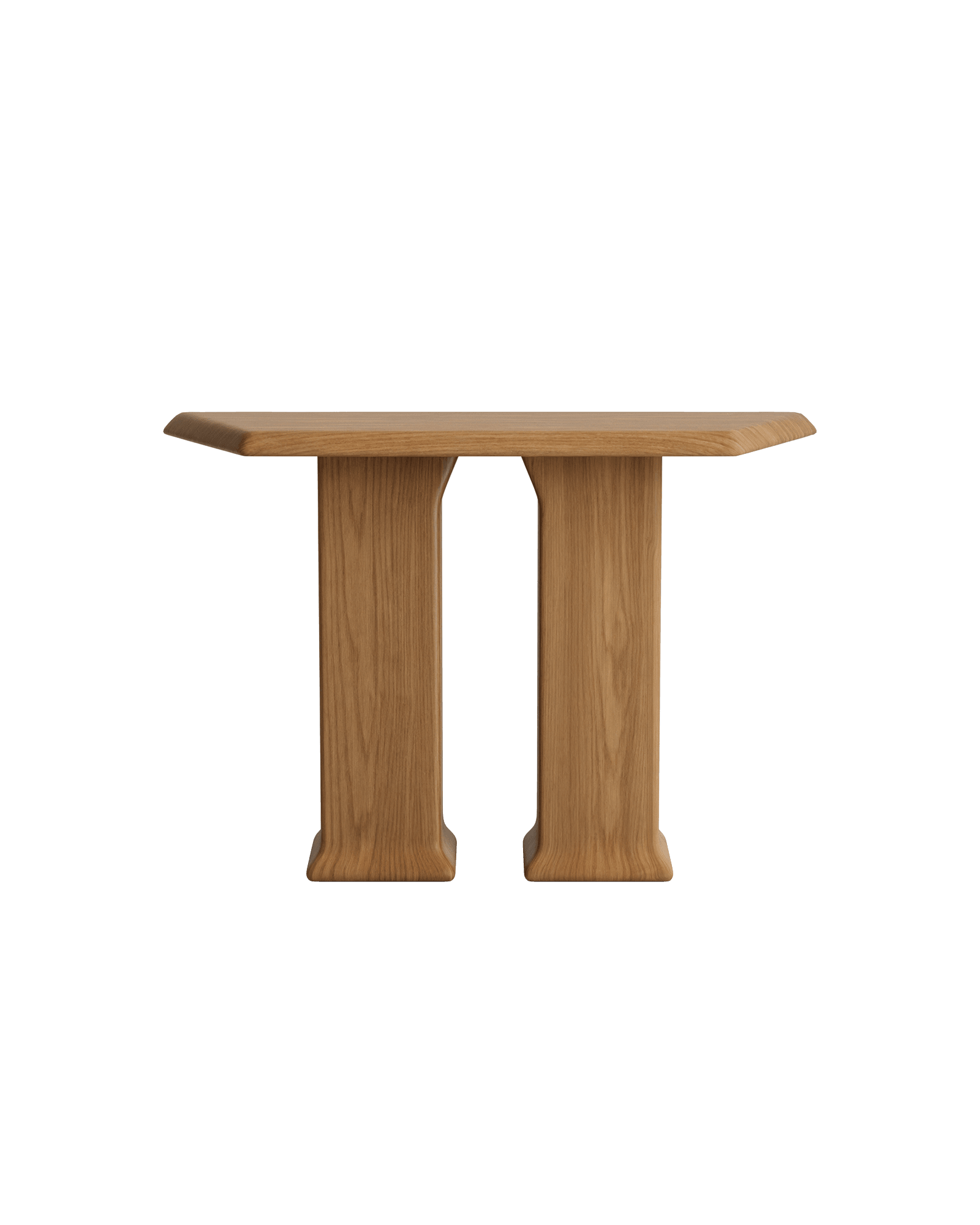 Leman Console Two Legs by Vincent Mazenauer - solid ash, pi-shaped silhouette, two curved leg bases