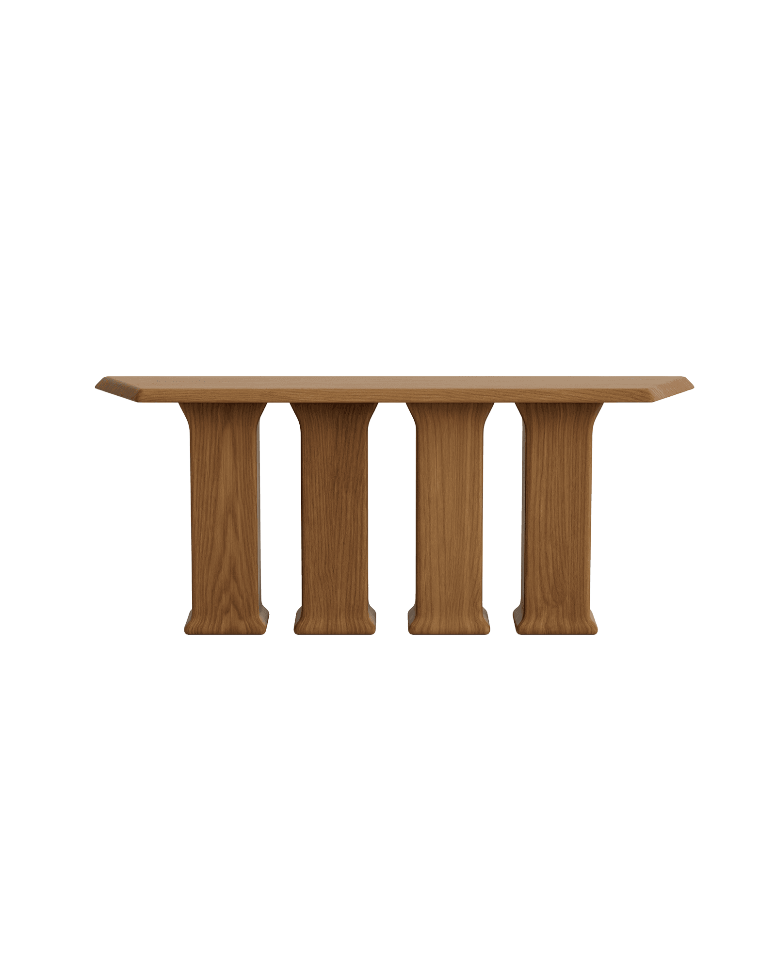 Leman Console Four Legs by Vincent Mazenauer - solid ash, four pillar legs, rounded rectangular top