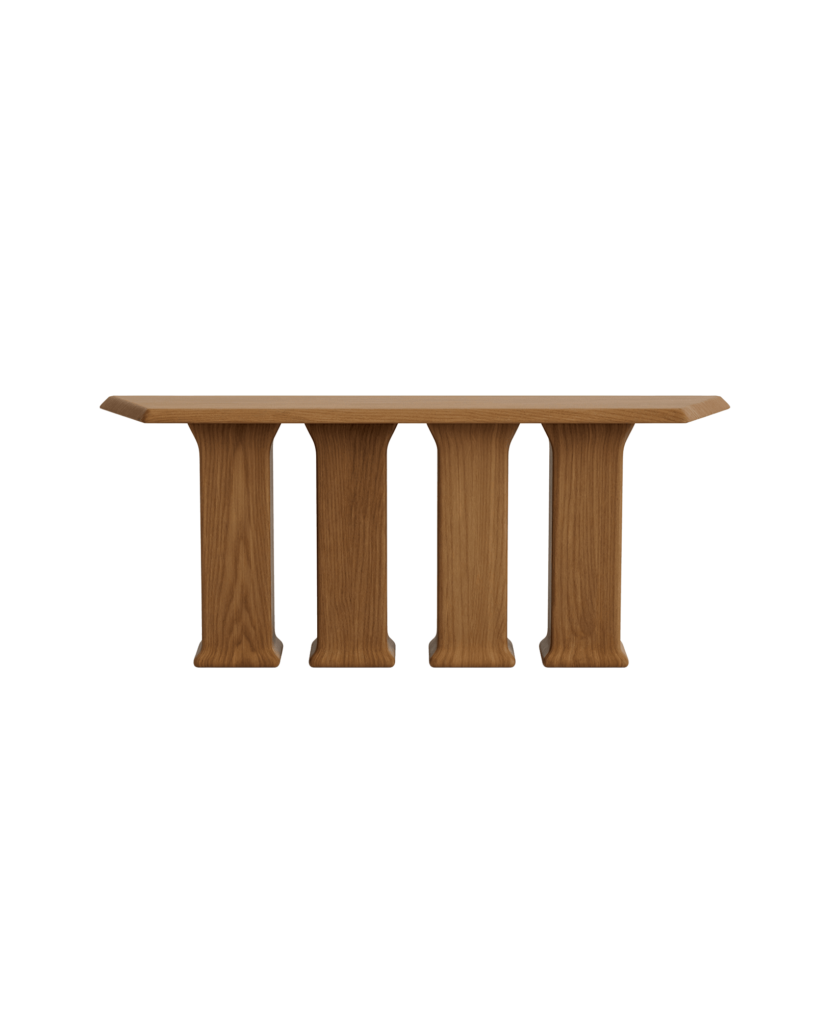 Leman Console Four Legs by Vincent Mazenauer - solid ash, four pillar legs, rounded rectangular top