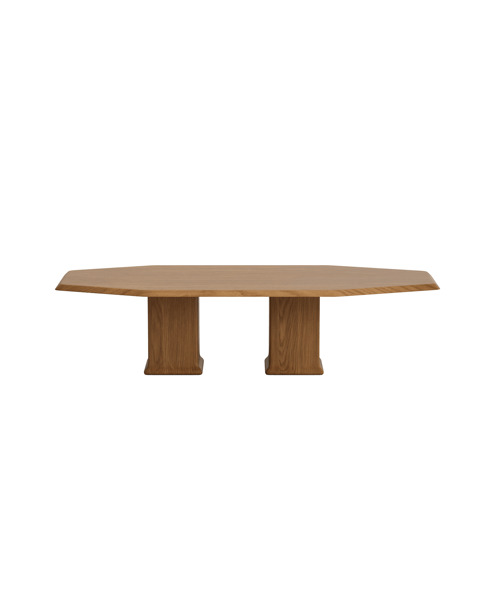 Leman Dining Table by Vincent Mazenauer - solid ash, octagonal elongated top, twin pedestal bases