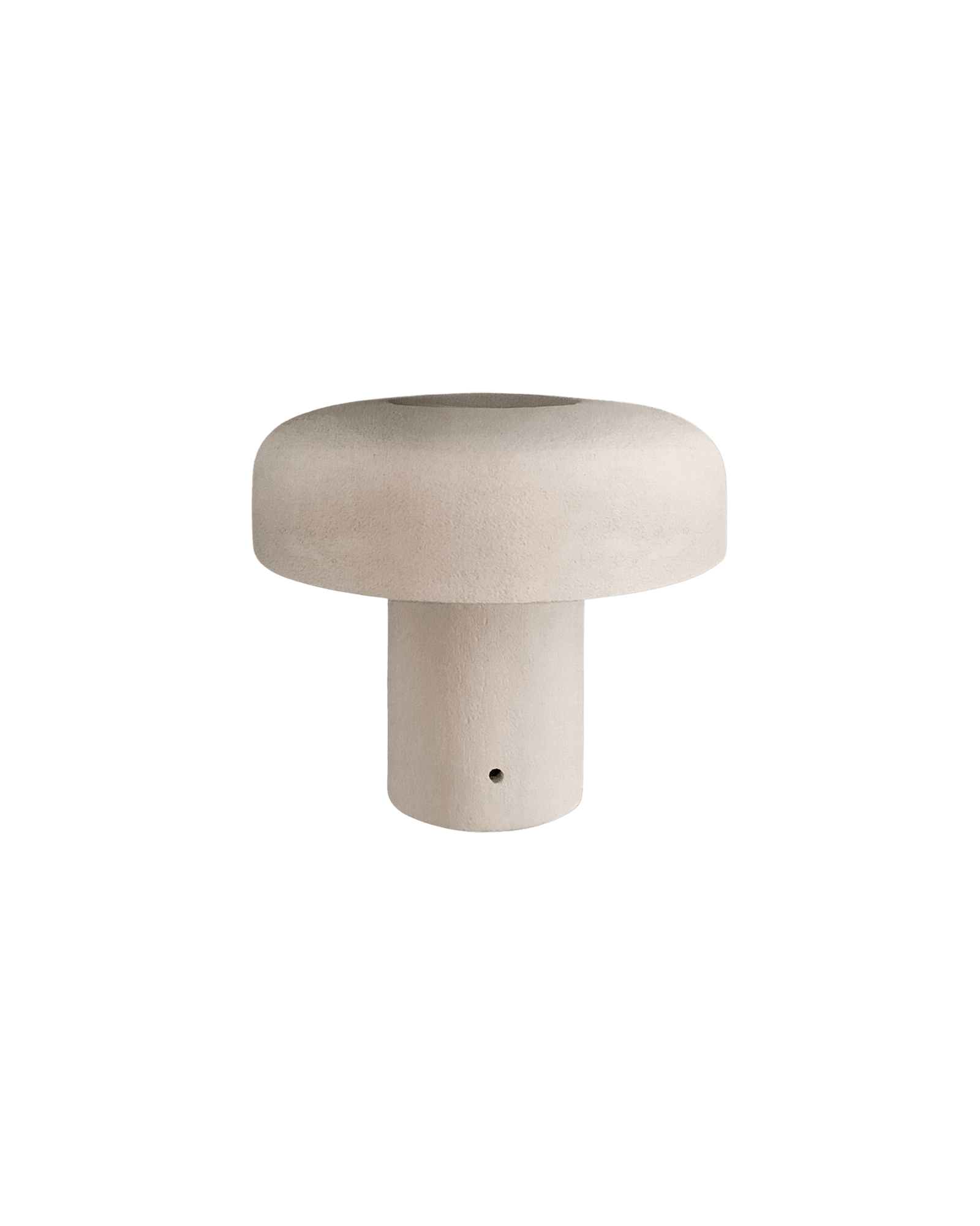 Objet 12 by Hiromi – chamotte earthenware mushroom lamp, wide rounded cap on cylindrical base