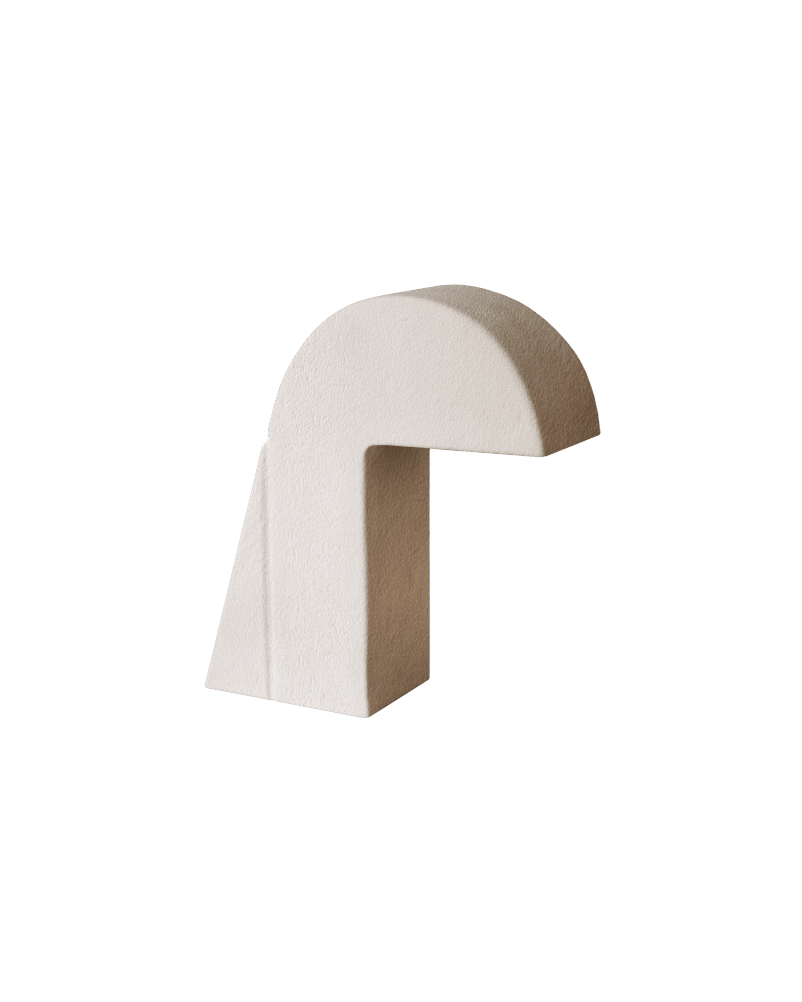 Objet 13 by Hiromi – chamotte ceramic light sculpture, tapering base with horizontal semi-circular arc