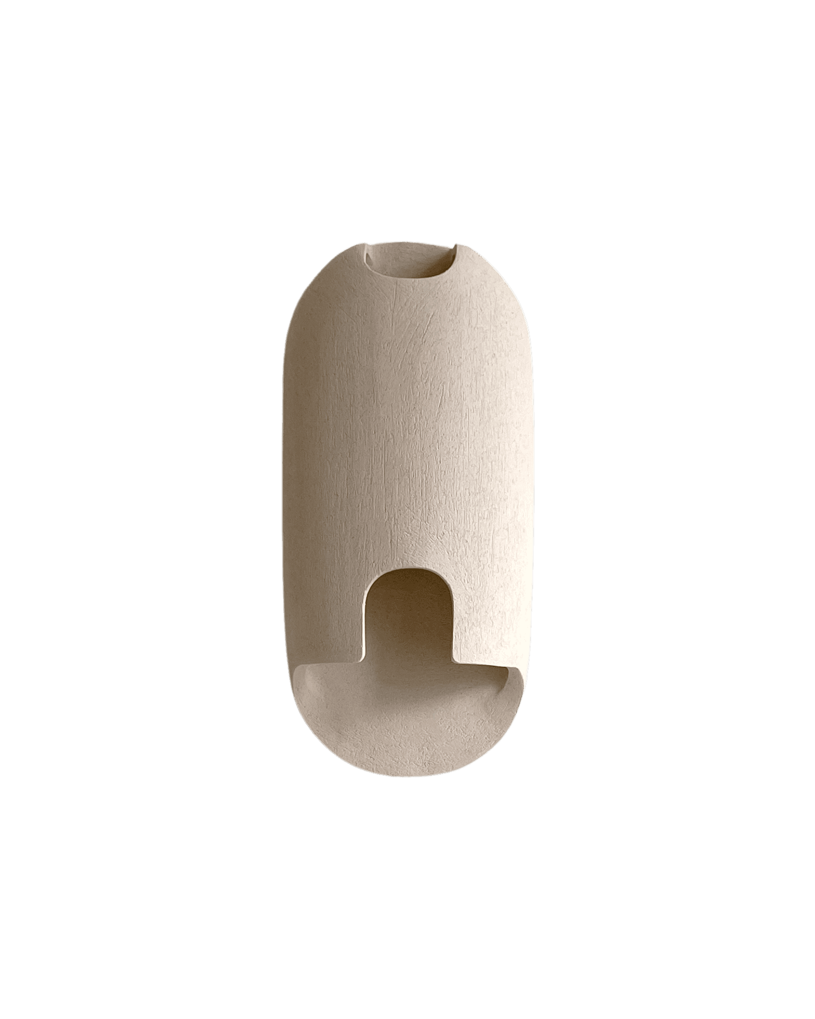 Objet 6 L by Hiromi – oval chamotte earthenware lamp with arched base cut-out, sculptural off-white form