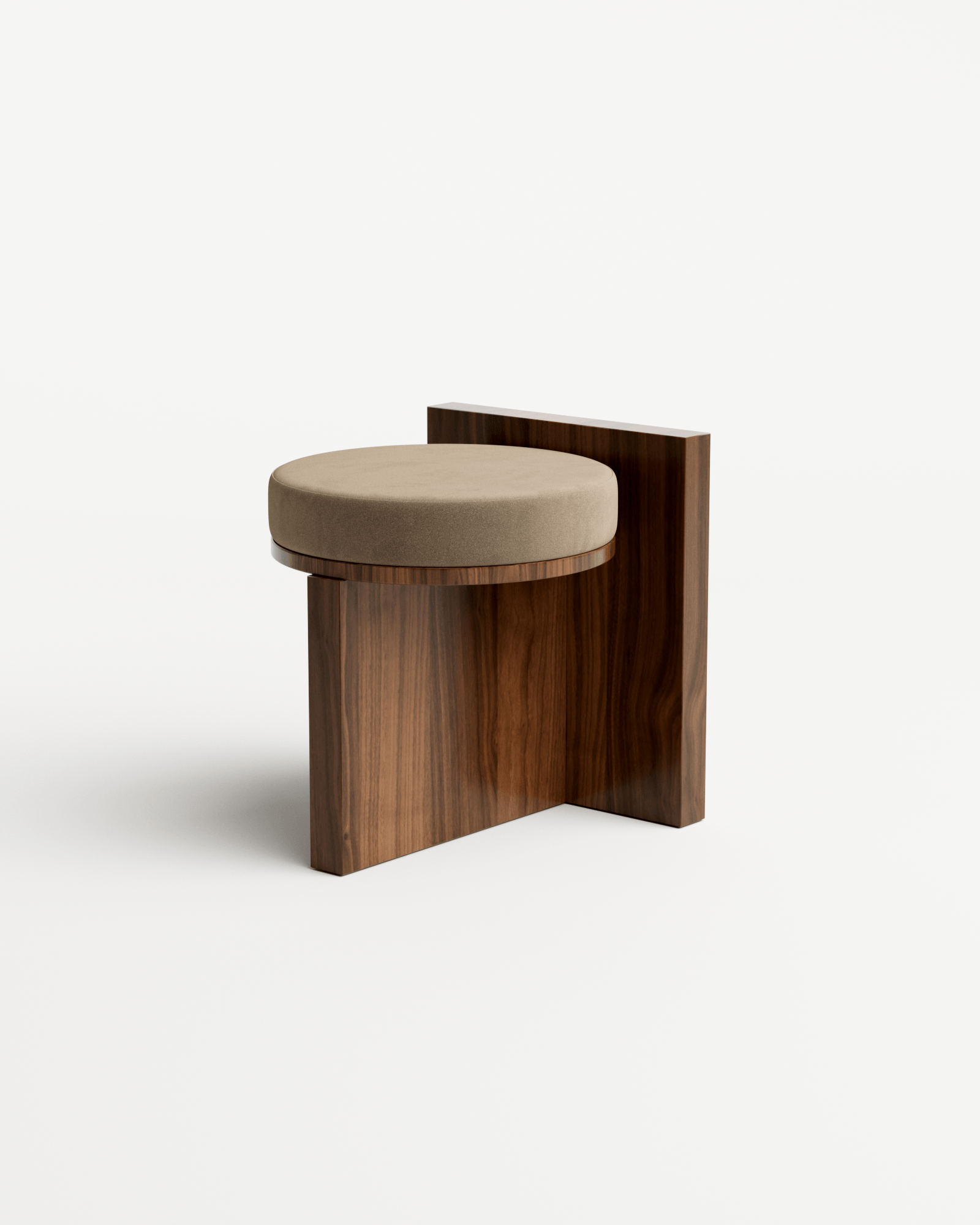 Meï by Agence Volta, made of Wood and Velvet, Walnut version, picture 2