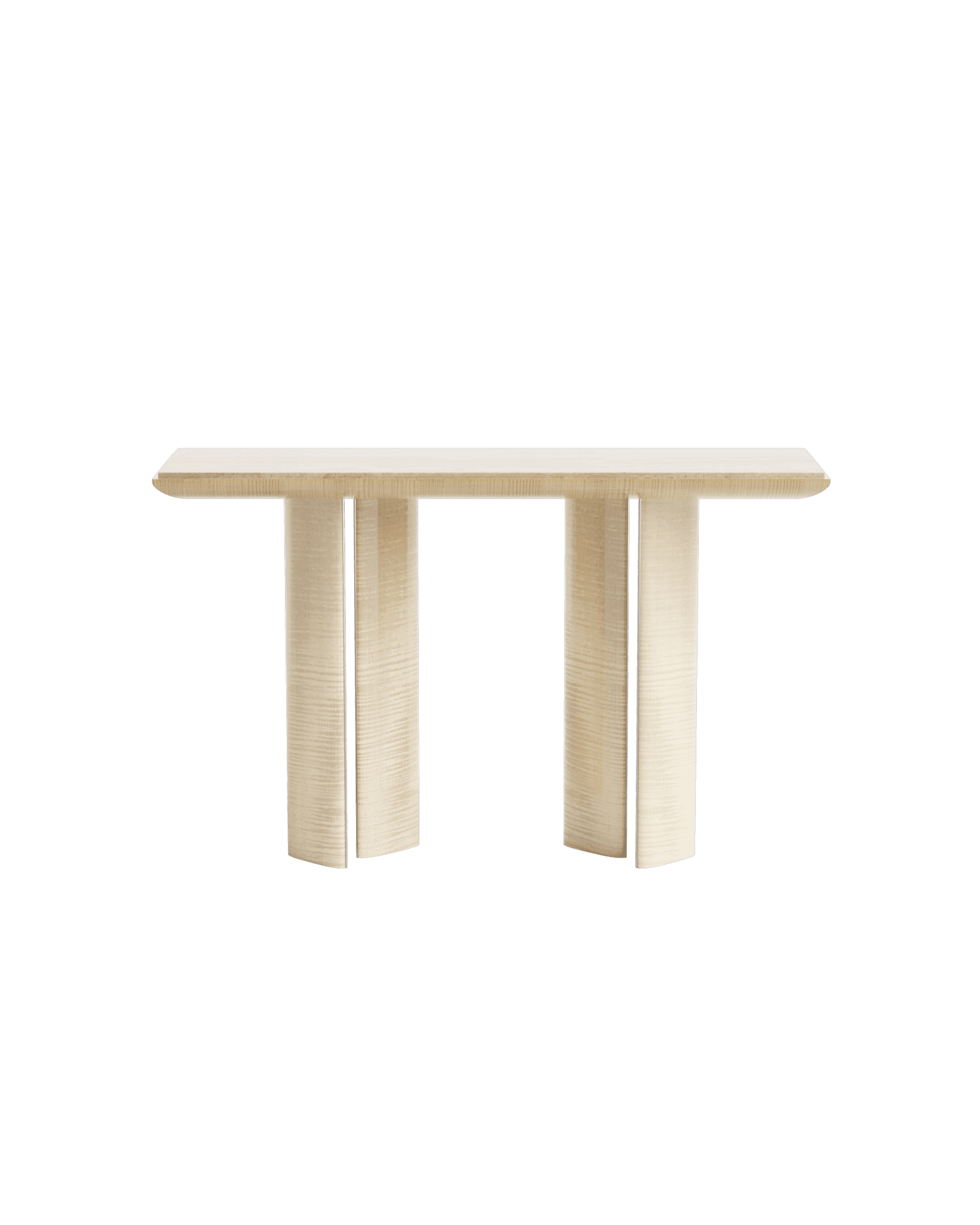 Console by Tatjana von Stein - waved sycamore base with marble top, Mise en Scène collection