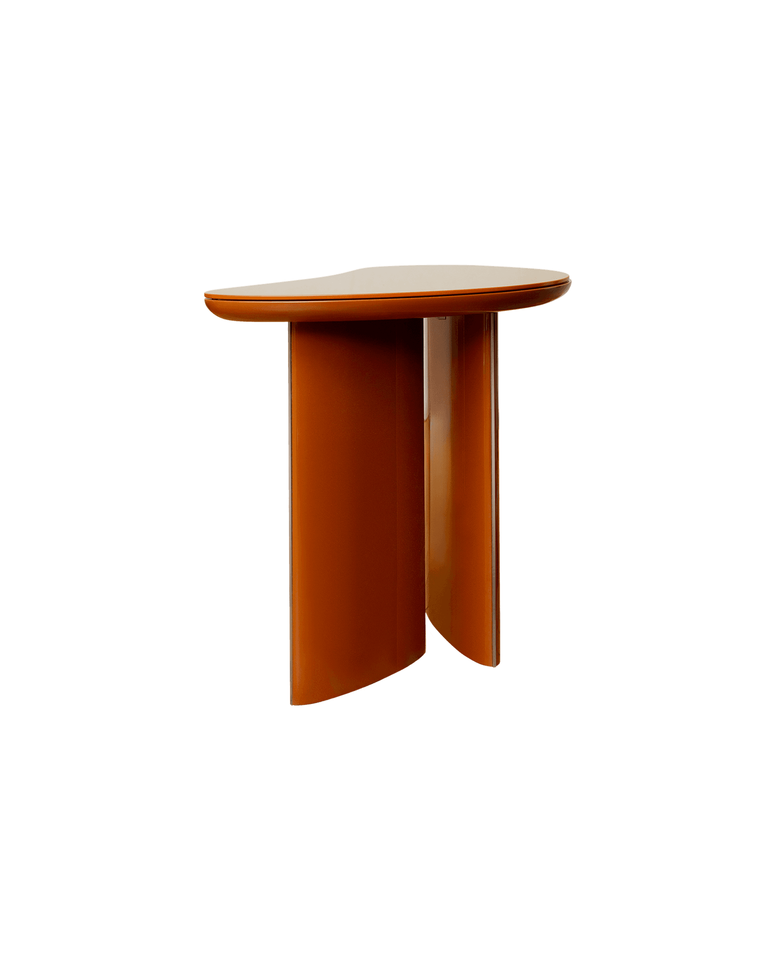 Pointe Side Table in lacquer by Tatjana von Stein - kidney-shaped top, burnt orange high-gloss base