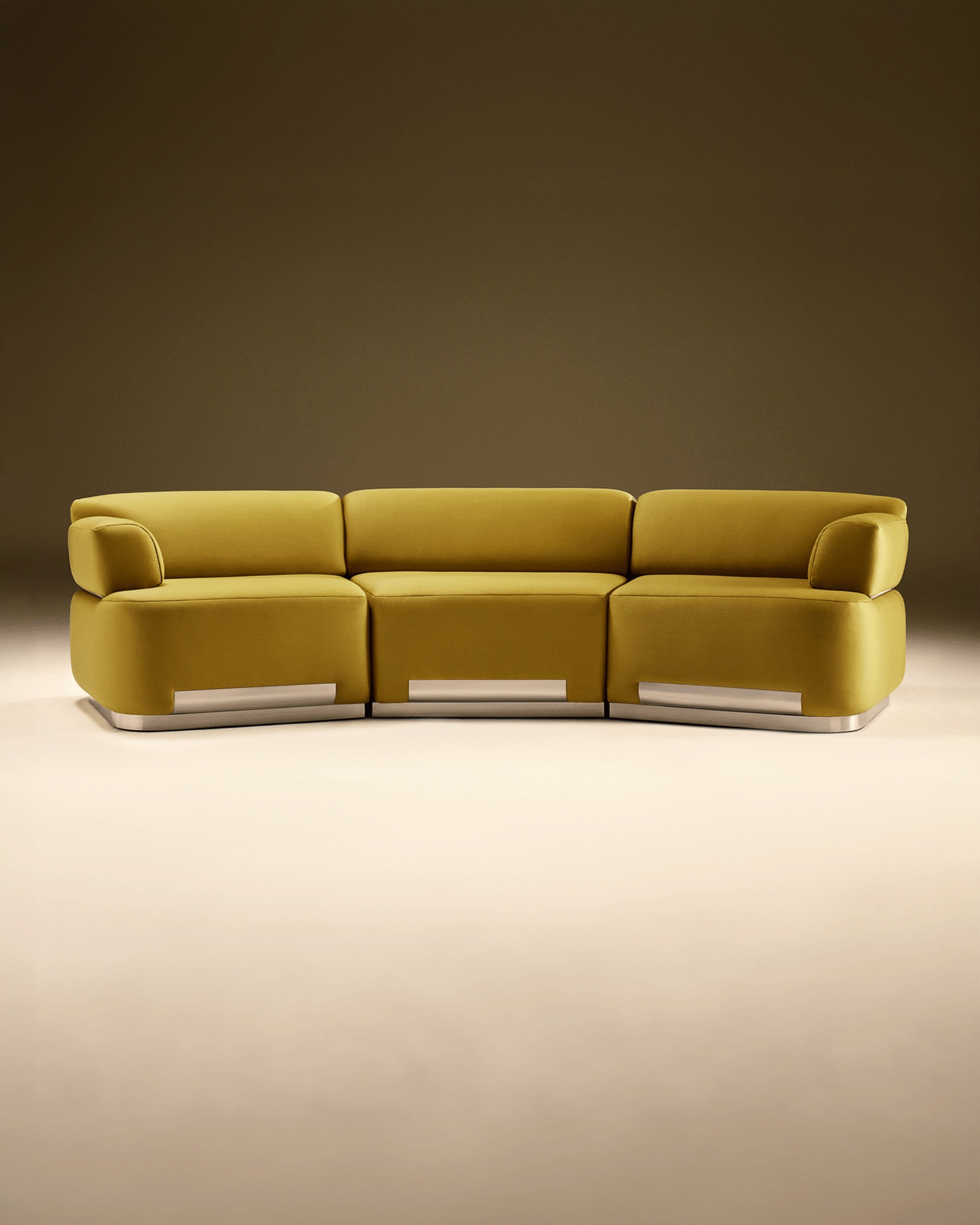 Mise En Scène by Tatjana von Stein, made of Upholstery and Steel, Mustard Yellow version, picture 1