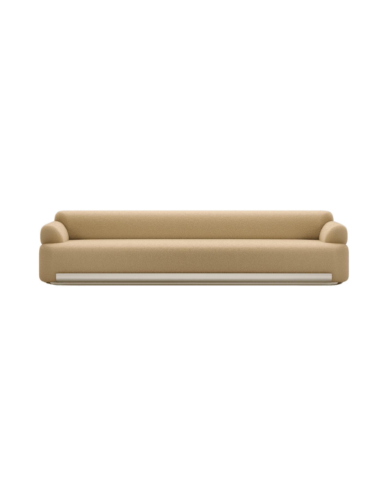 Straight Sofa (medium) by Tatjana von Stein - off-white bouclé, low-profile form, continuous curved armrests