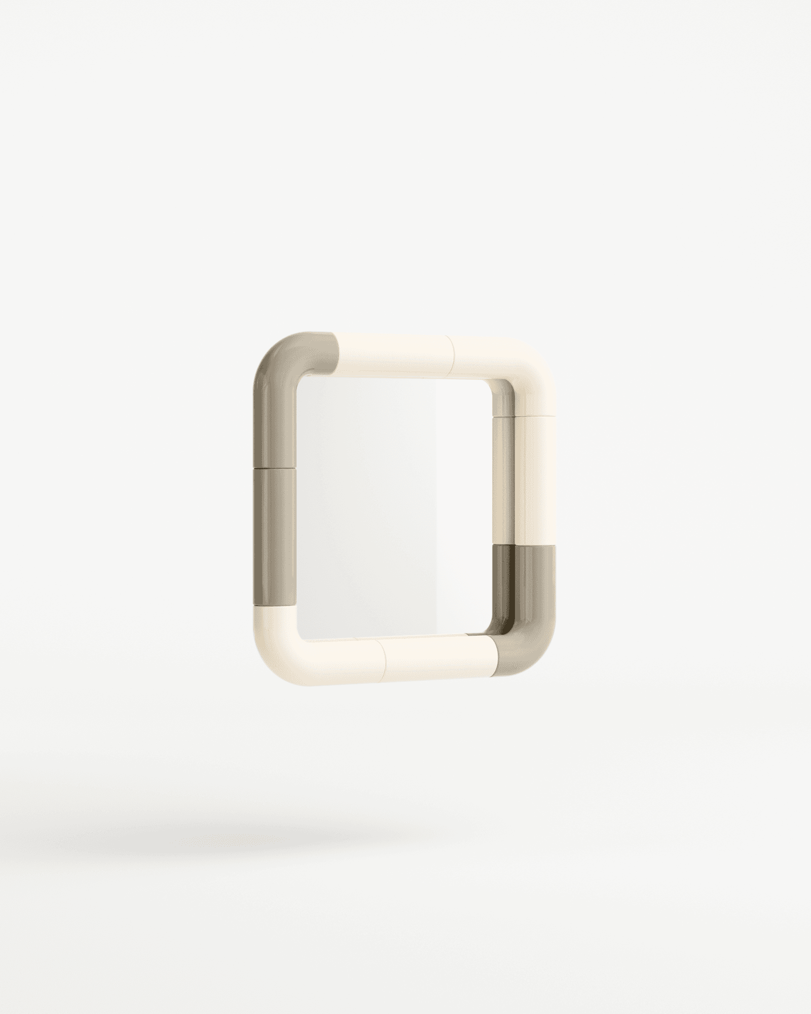 Modern Stripes mirror Malibu by Adélie Ducasse – ceramic square frame, alternating grey and off-white segments