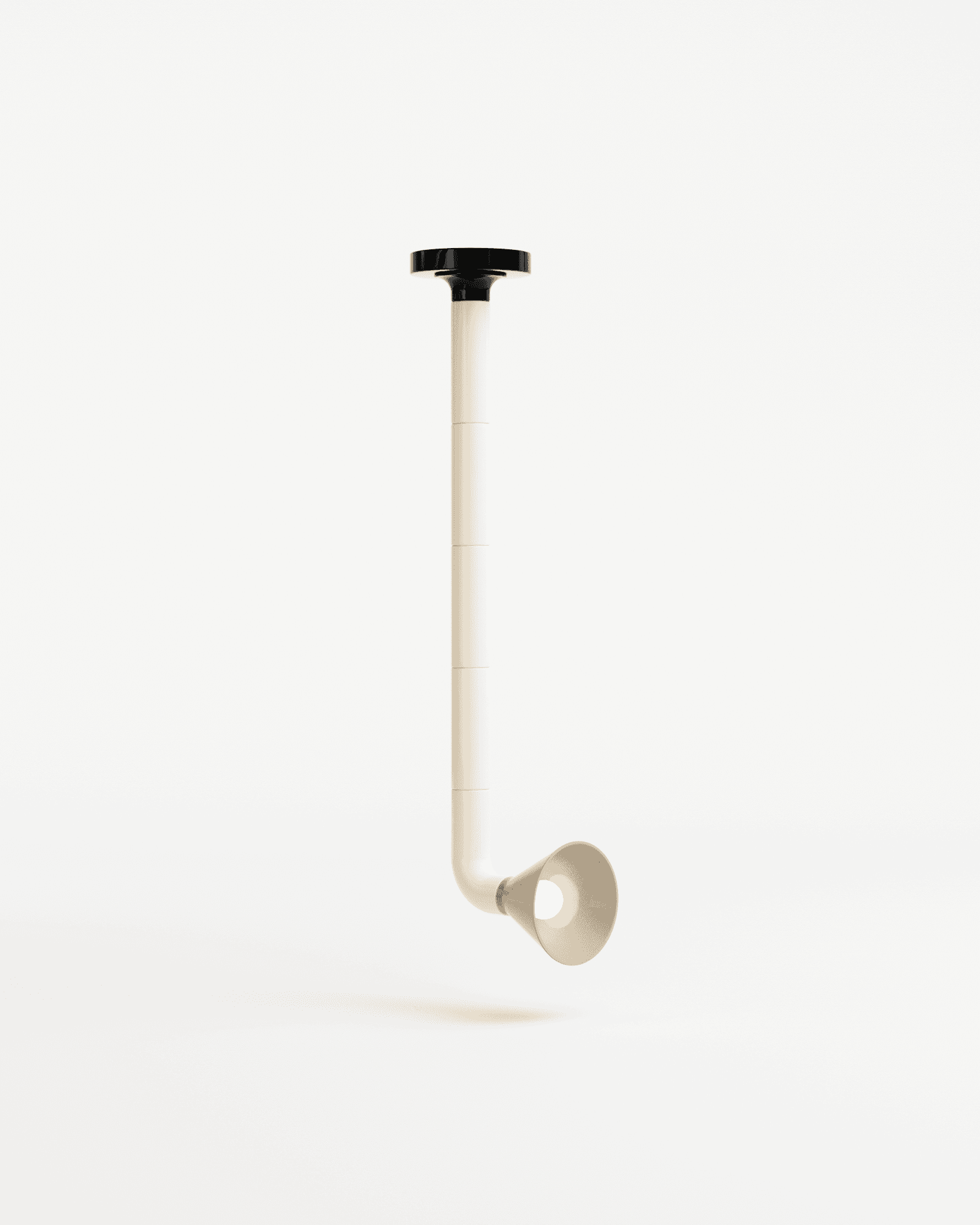 Modern Stripes ceiling lamp Guetary by Adélie Ducasse – ceramic and metal, L-shaped stem with conical shade
