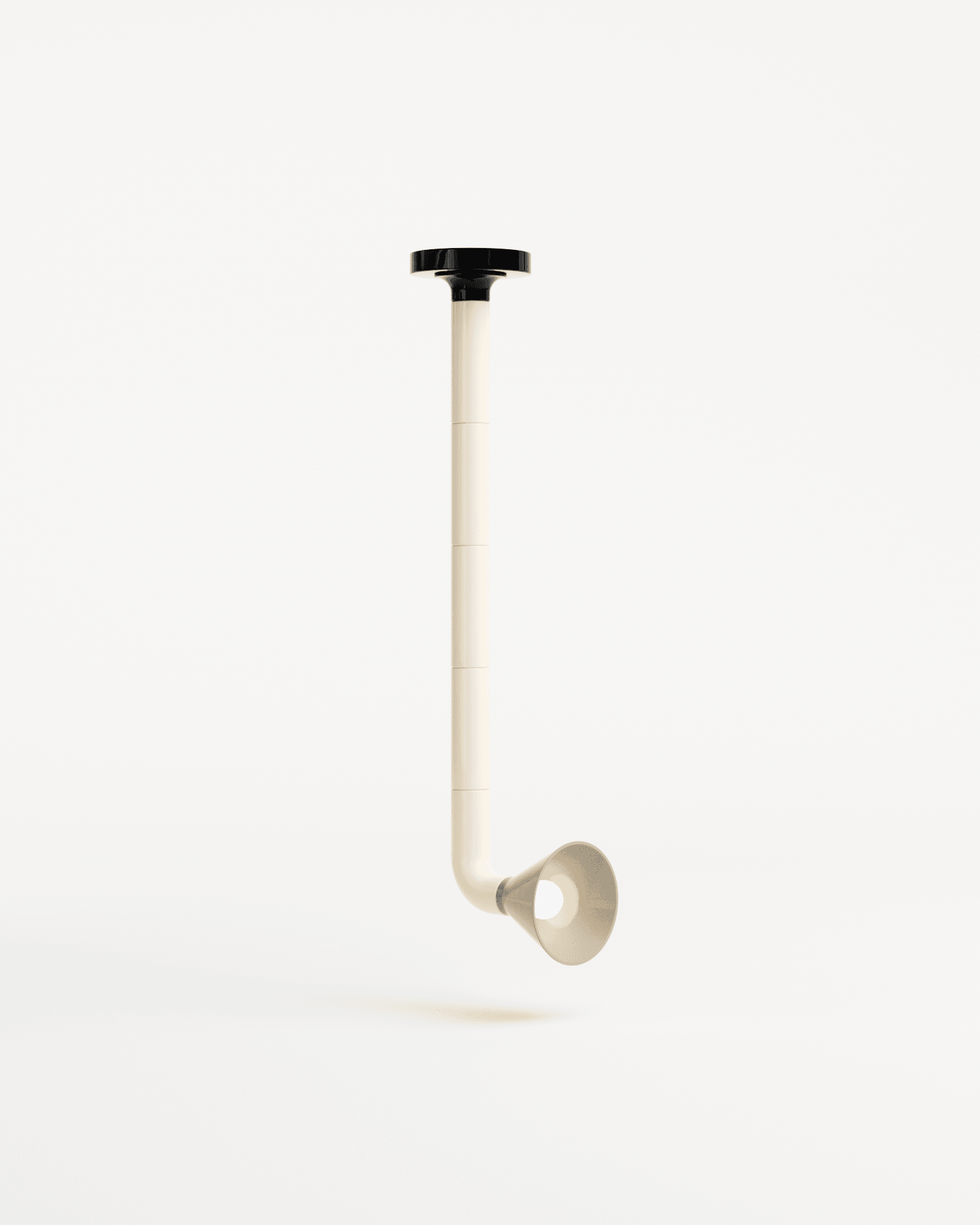 Modern Stripes ceiling lamp Guetary by Adélie Ducasse – ceramic and metal, L-shaped stem with conical shade