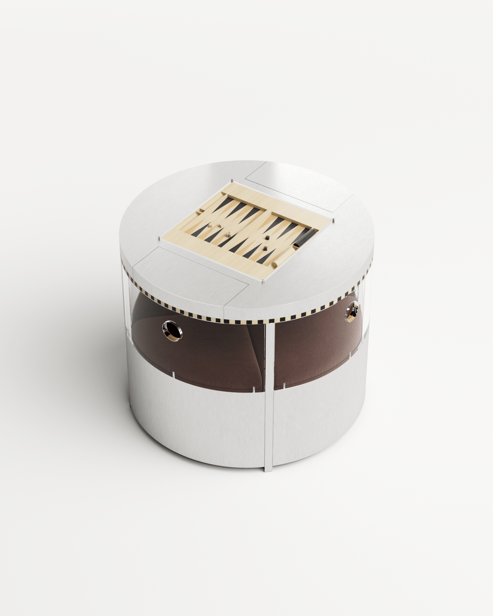 Ec8 by Necchi Architecture, made of Brushed Stainless Steel and Wood, Burgundy version, picture 2