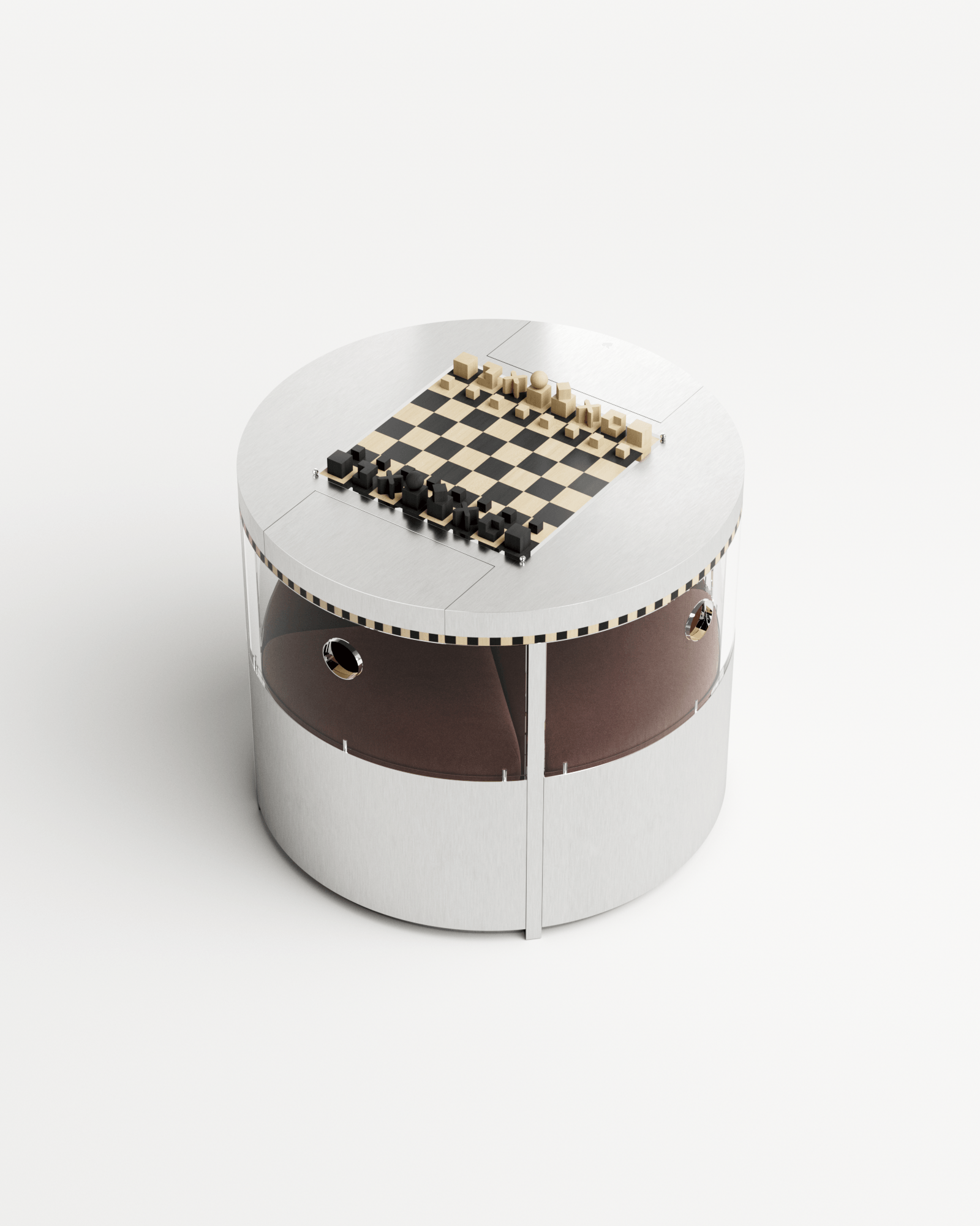 Ec8 by Necchi Architecture, made of Brushed Stainless Steel and Wood, Burgundy version, picture 3