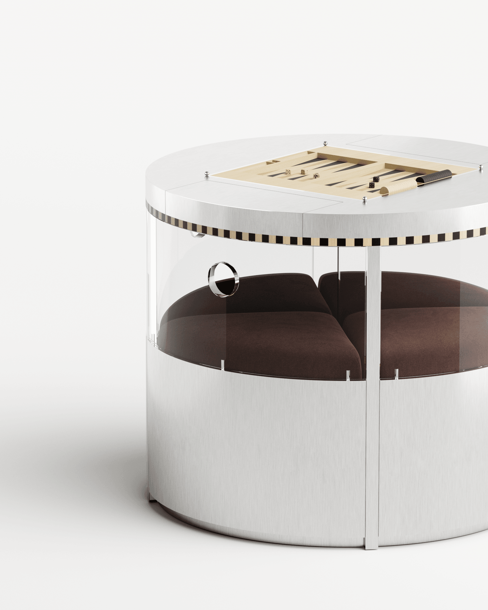 Ec8 by Necchi Architecture, made of Brushed Stainless Steel and Wood, Burgundy version, picture 4