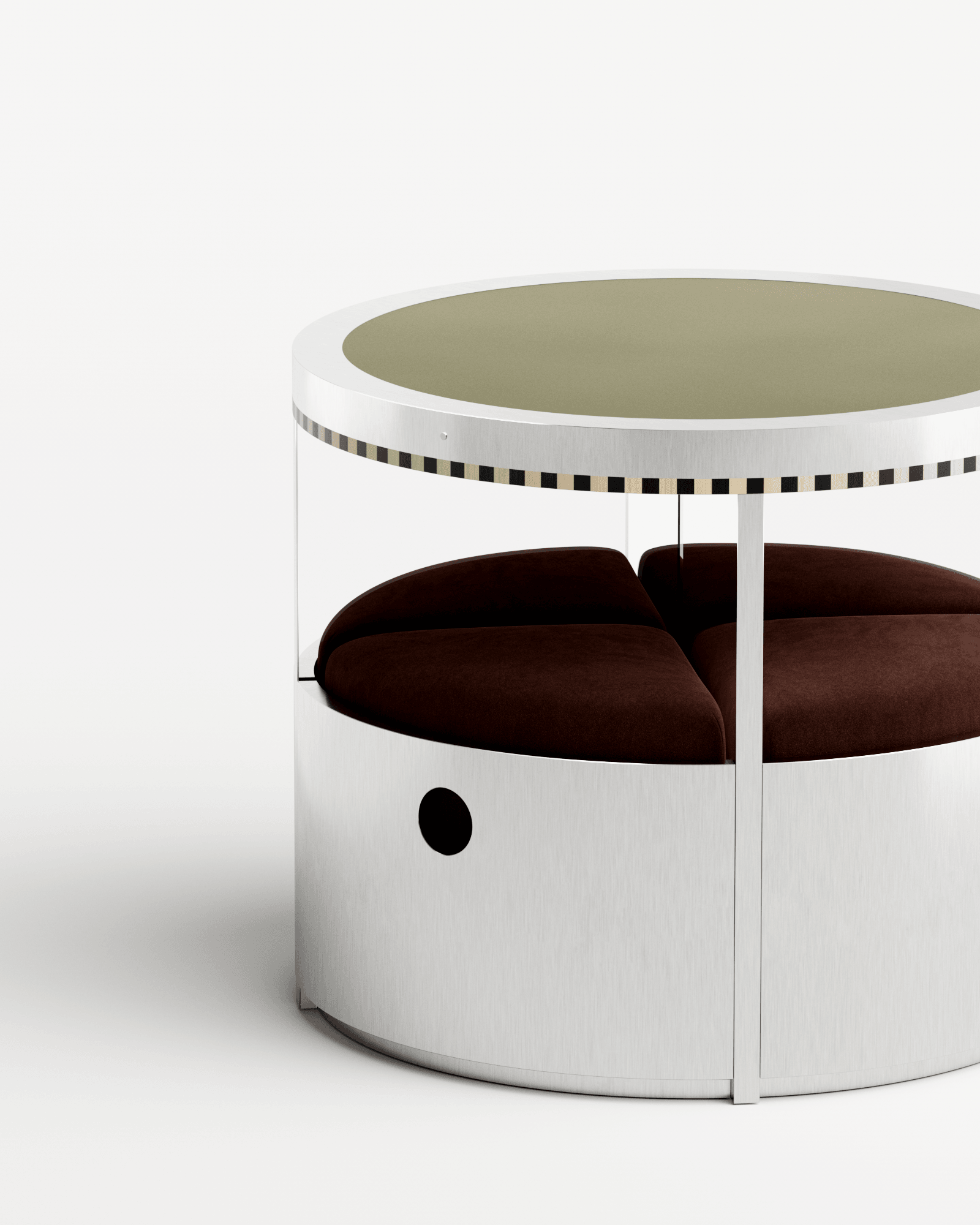 Ec8 by Necchi Architecture, made of Brushed Stainless Steel and Wood, Burgundy version, picture 2
