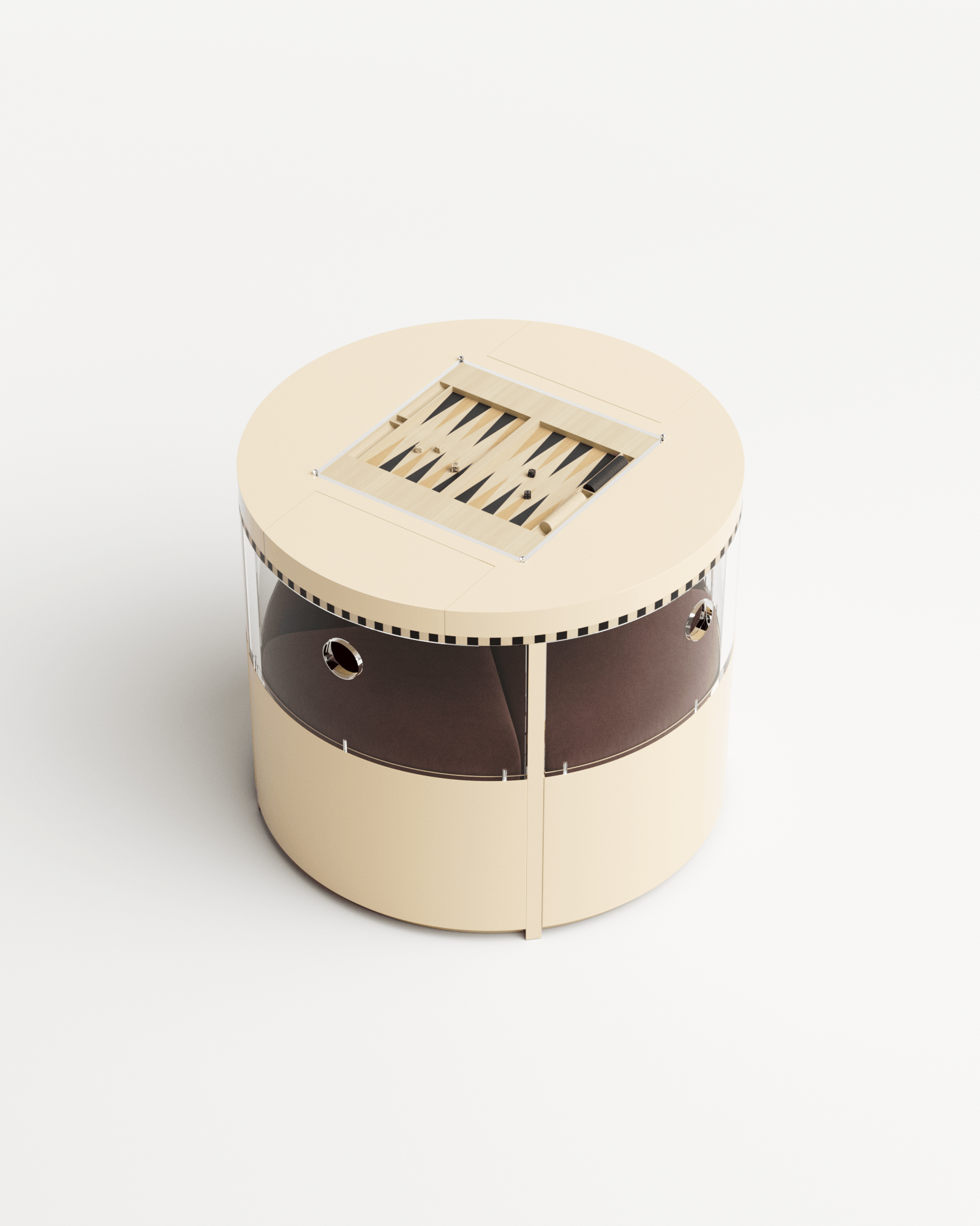 Ec8 by Necchi Architecture, made of Wood and Plexiglass, Lacquered Ivory / Burgundy version, picture 2