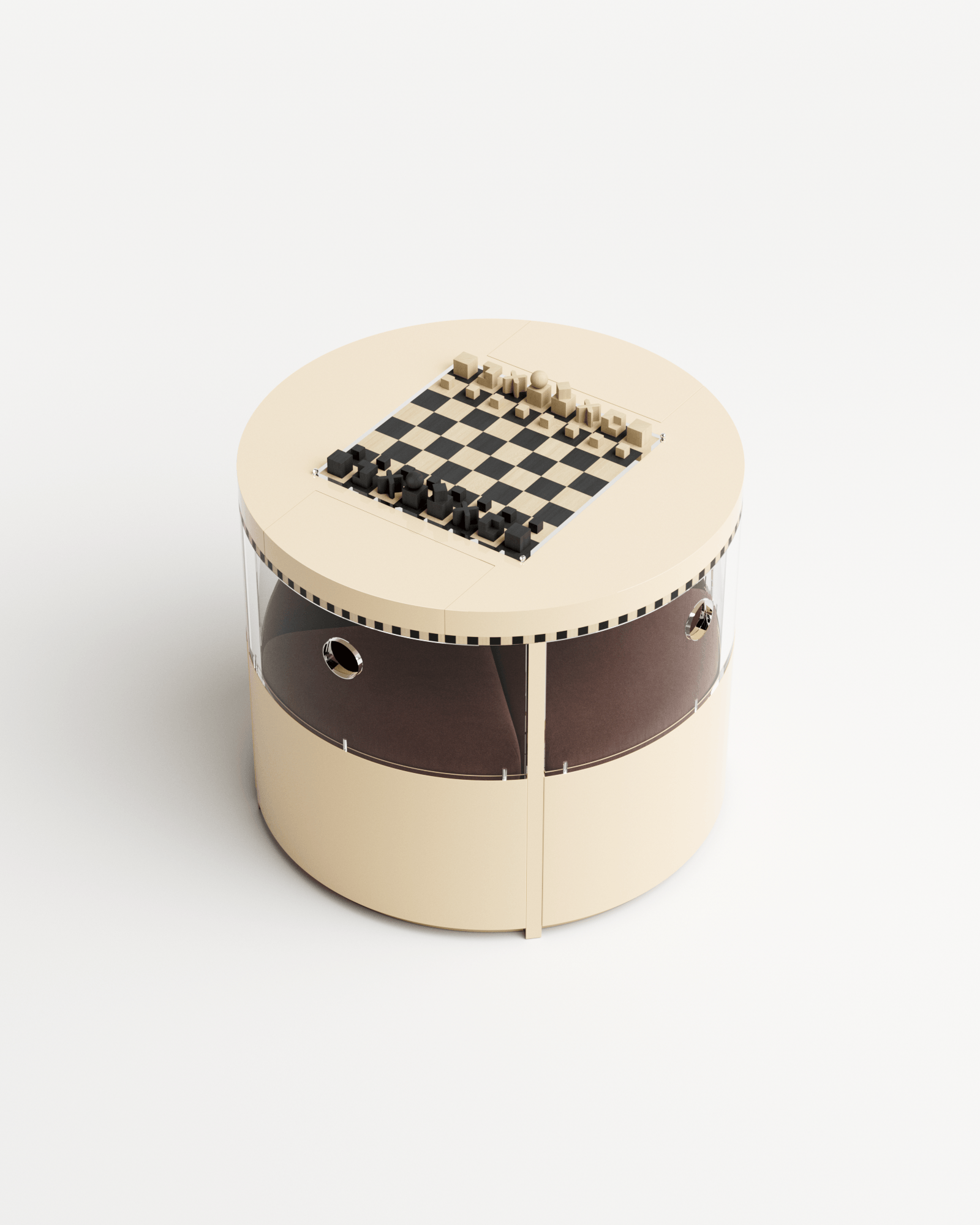 Ec8 by Necchi Architecture, made of Wood and Plexiglass, Lacquered Ivory / Burgundy version, picture 3