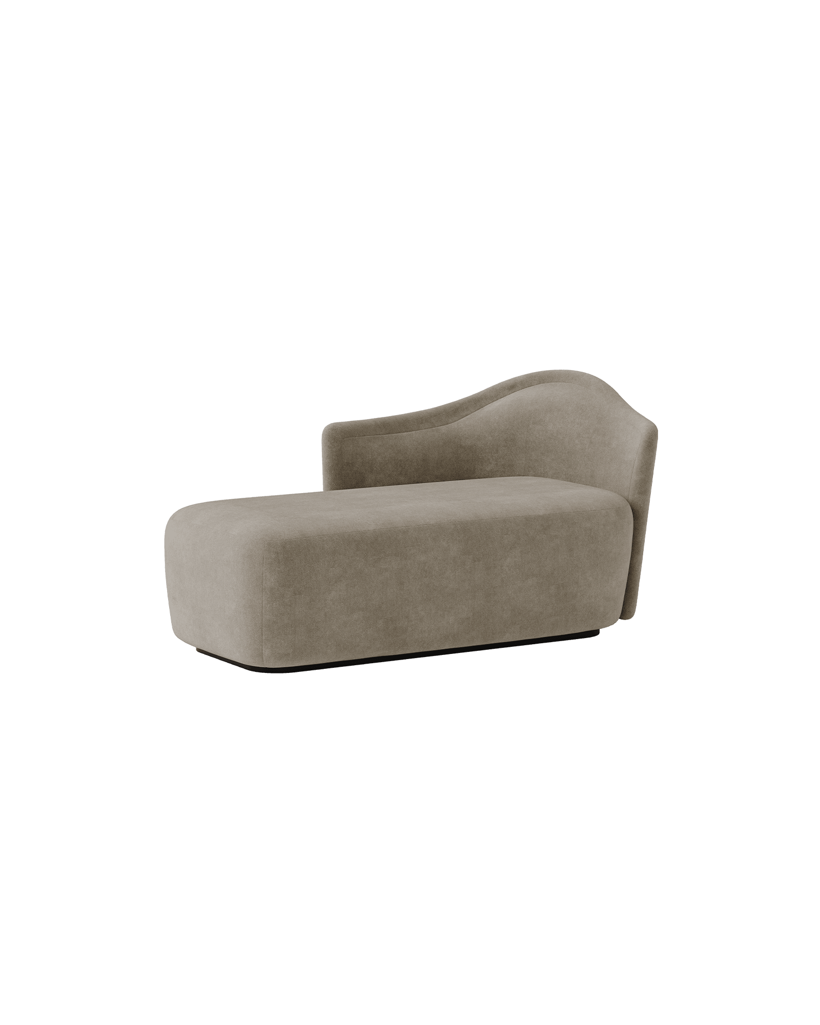 Orso divan chaise lounge in beige textile, curved minimalist form, Mathieu Delacroix