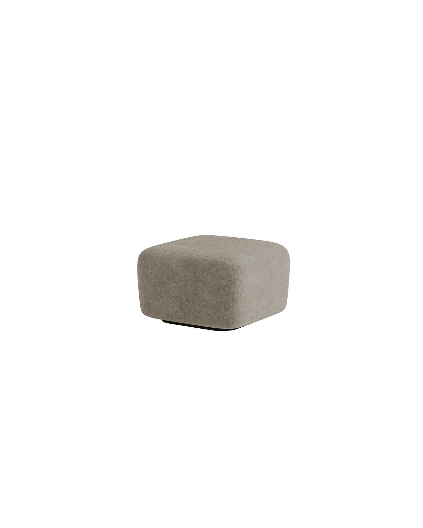 Orso rectangular ottoman in grey-brown textile with rounded corners, Mathieu Delacroix