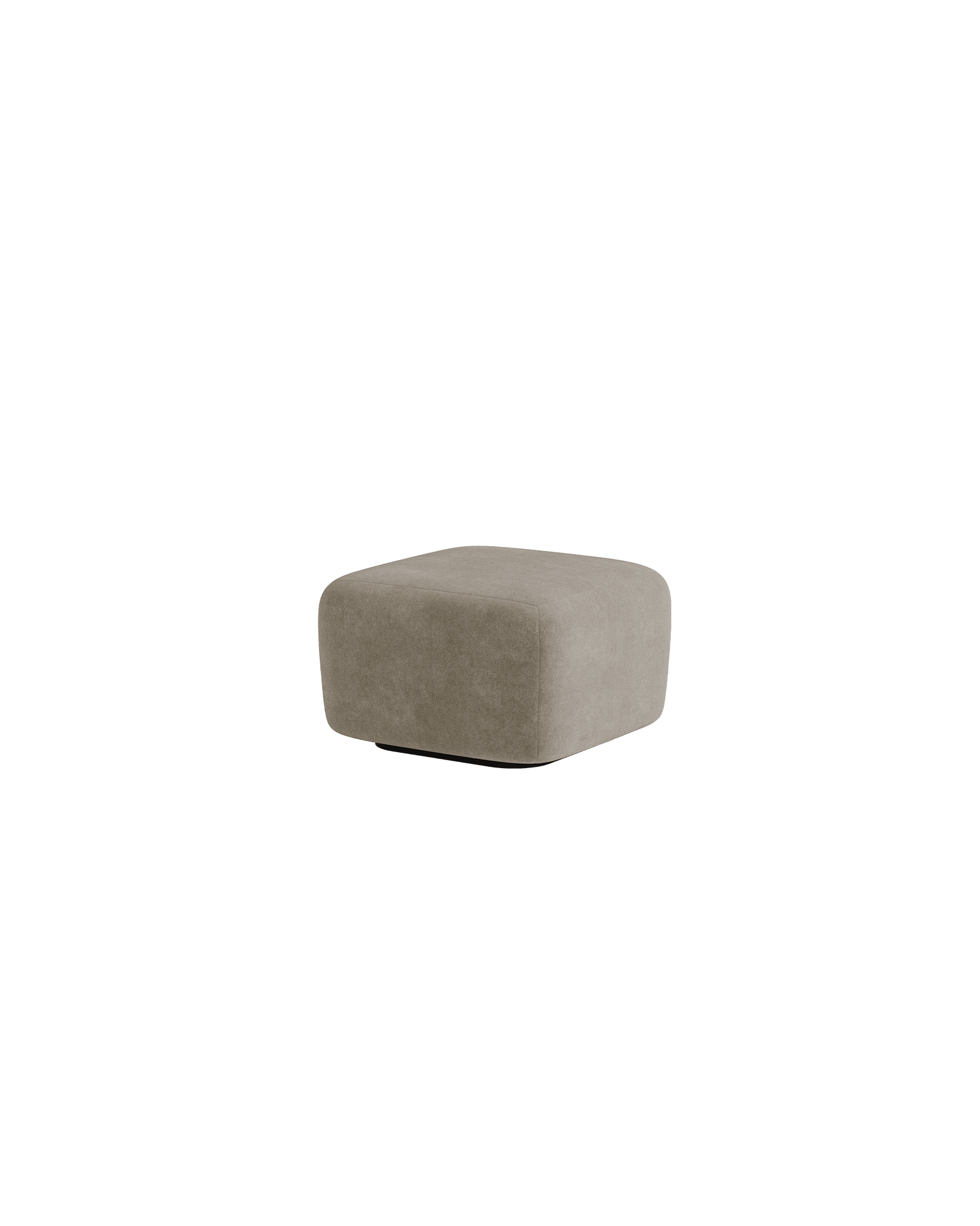 Orso rectangular ottoman in grey-brown textile with rounded corners, Mathieu Delacroix