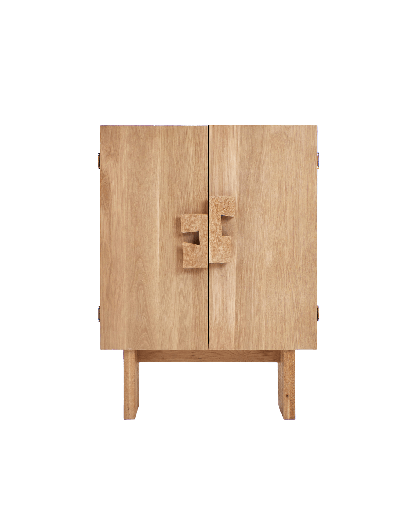 Douro Cabinet by Project 213A - solid oak, two-door cabinet with spanning interlocking geometric carved handle