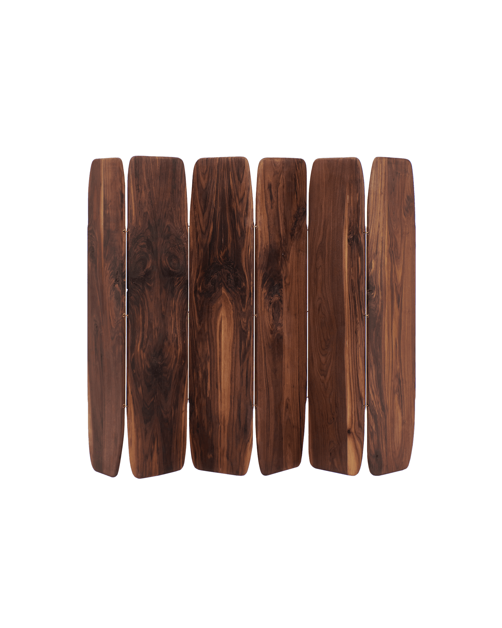 Madeira Room Divider by Project 213A - walnut burl room divider, seven panels, brass hinges