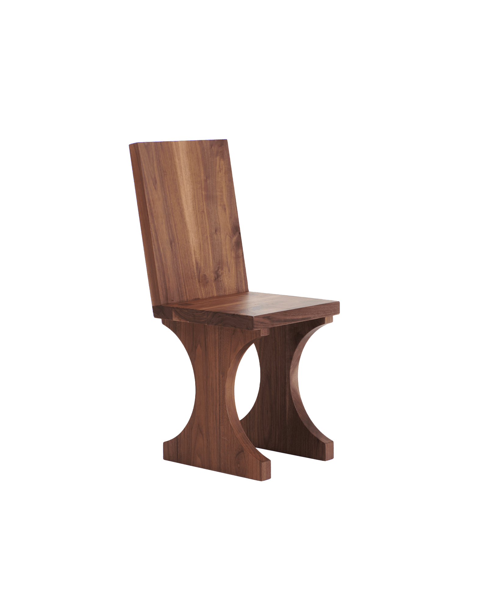Porto Chair No3 by Project 213A - walnut chair, two inward-curving base supports, architectural arch