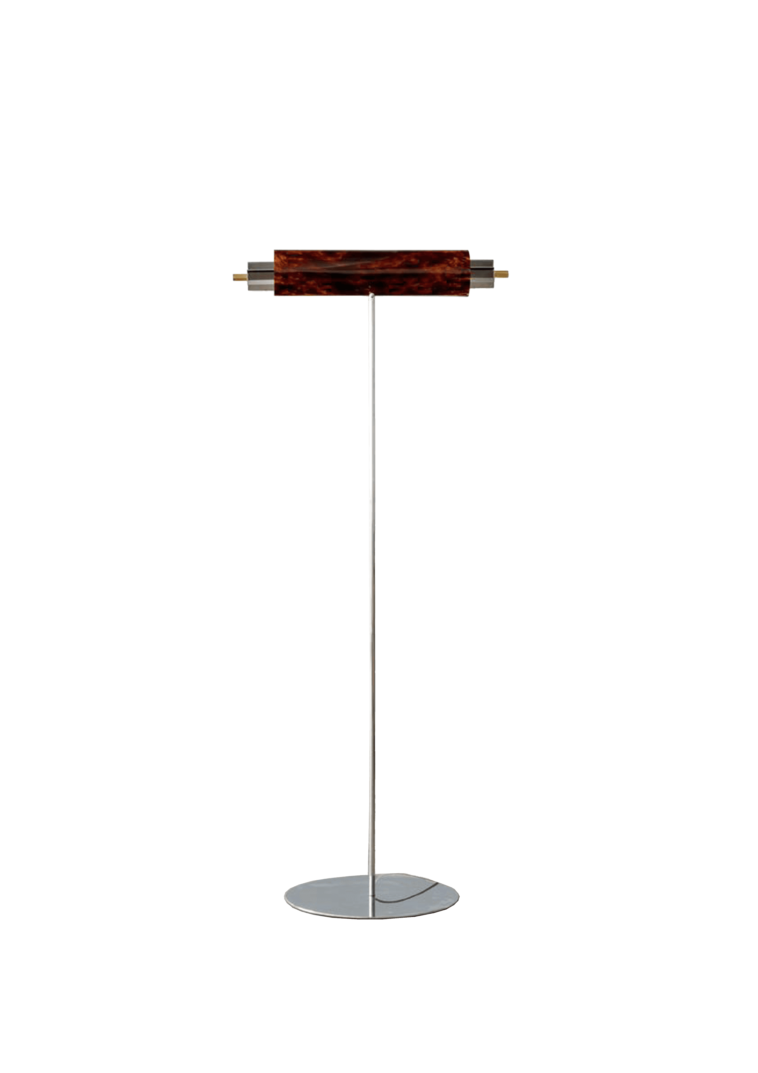 Bandeira floor lamp, slender metal pole with cylindrical tortoiseshell shade, Puro Tropical Legacy by Mobilia Puro