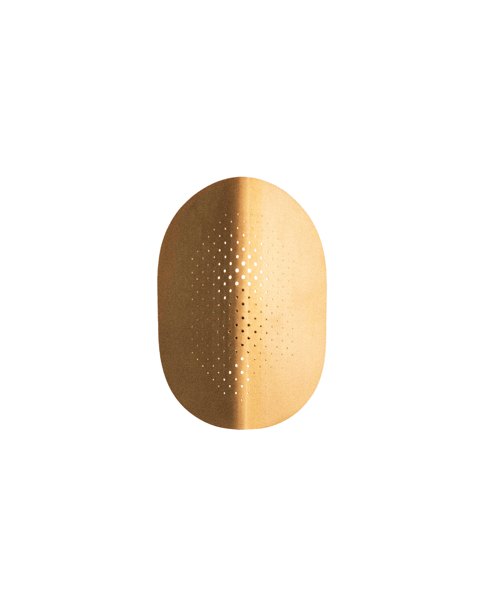 Moon Sconce by SB26 - oval perforated golden brass wall light with diamond perforation pattern