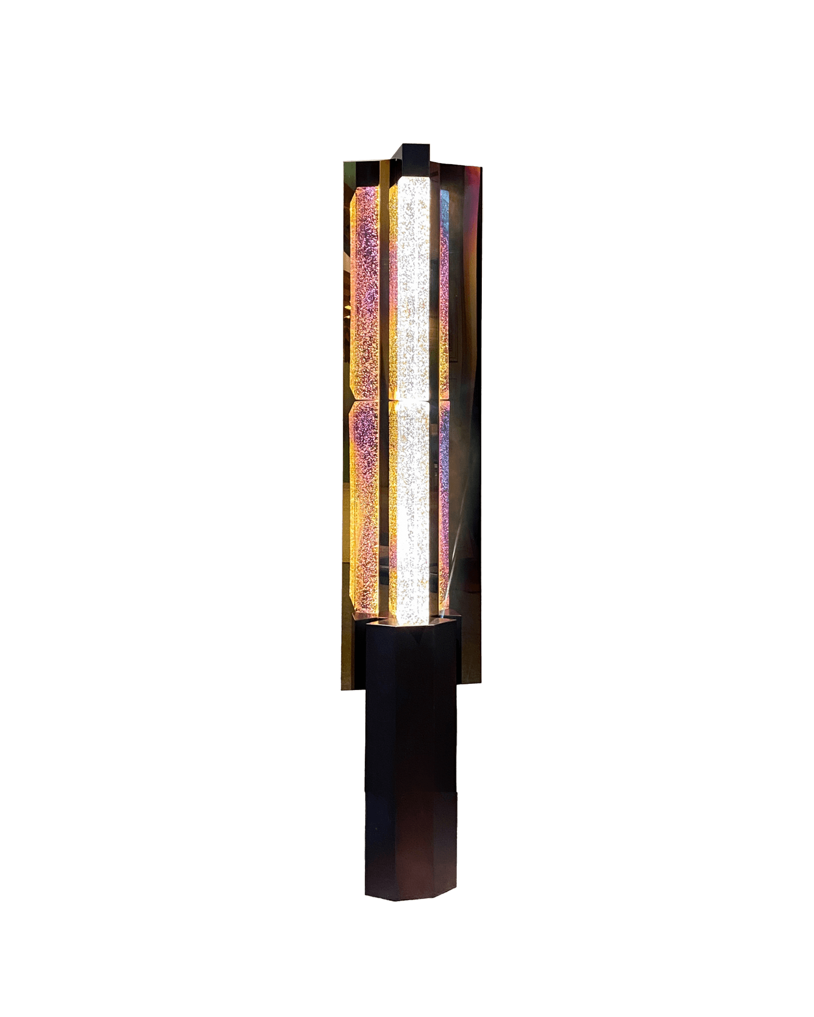Rigel Colonne floor lamp by SB26 - stacked glass columns with gradient light, hexagonal base