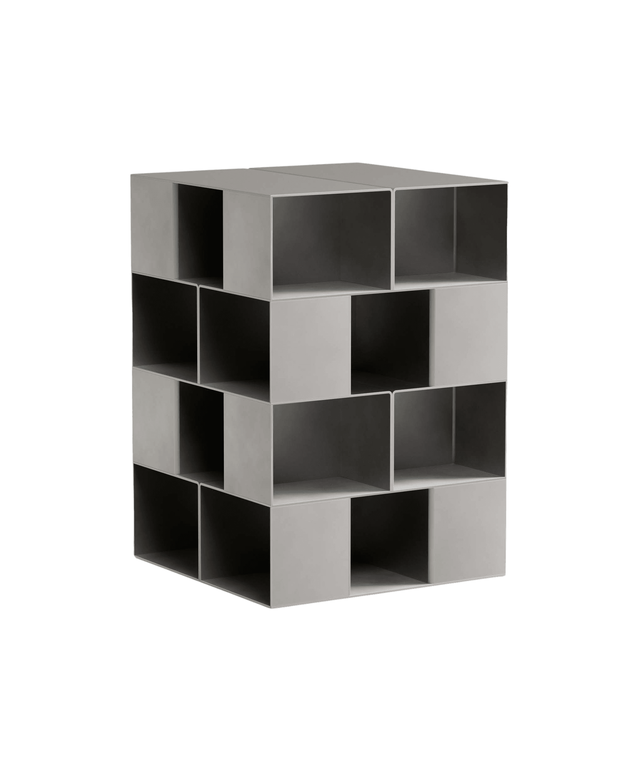 Section Pillar Shelf by Paul Coenen – grey metal shelving unit with open square and rectangular compartments